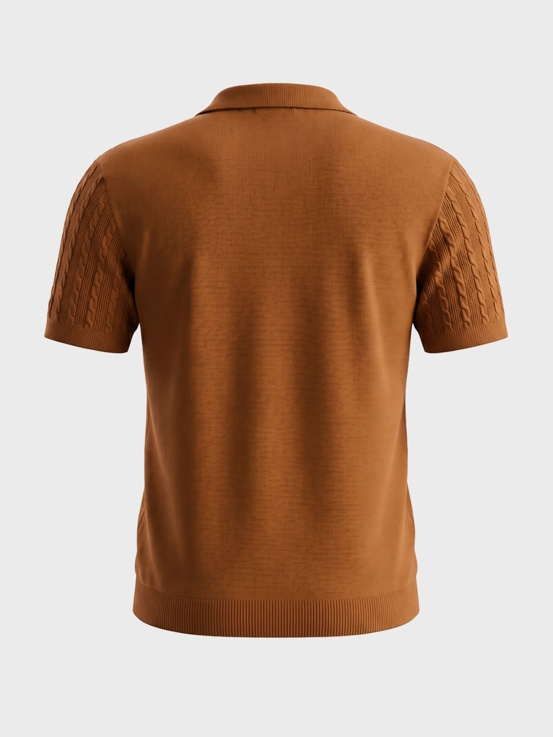 Image of The Indian Garage Co. Self Design Men Polo Neck Brown T-Shirt