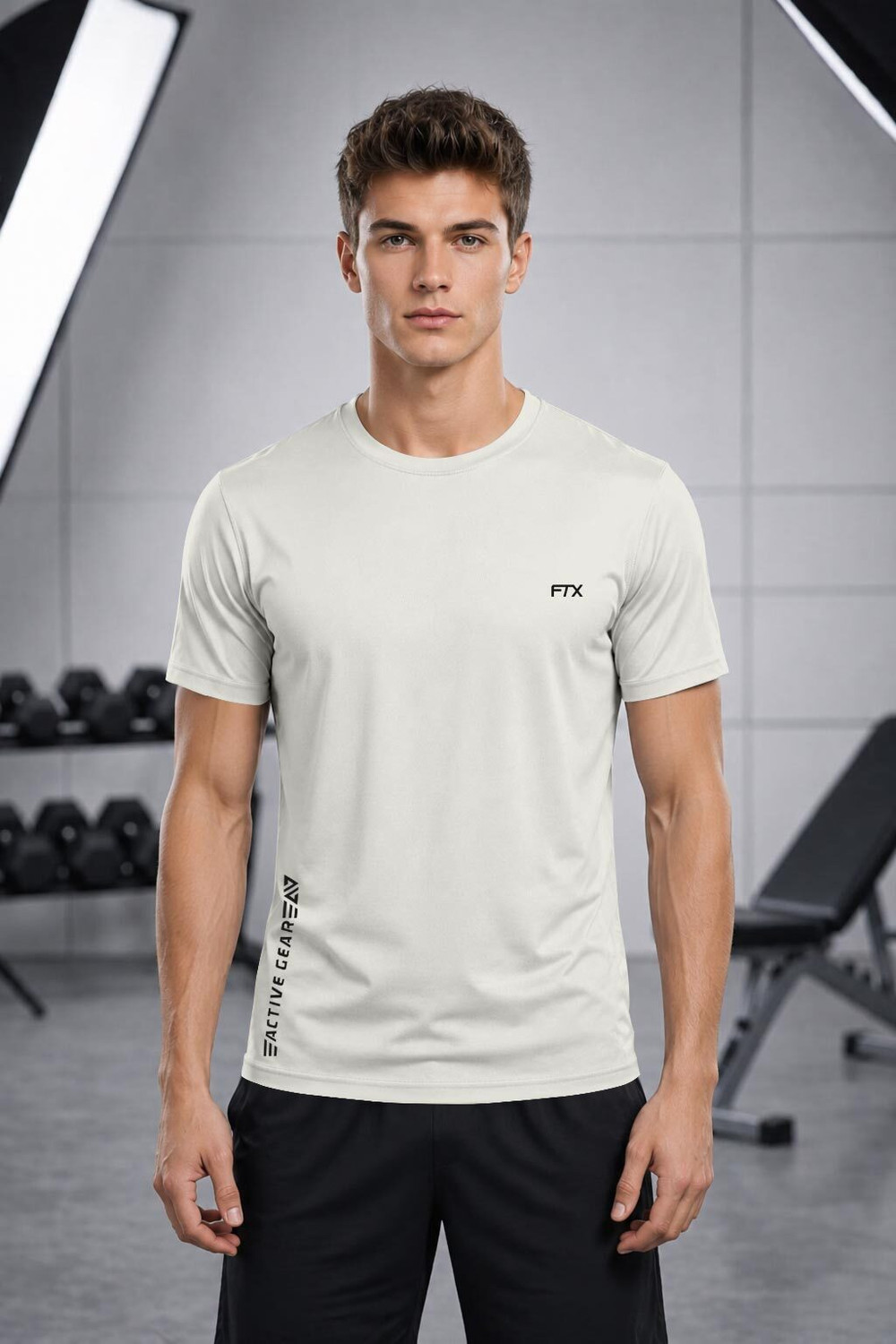 Image of FTX Solid Men Round Neck Grey T-Shirt