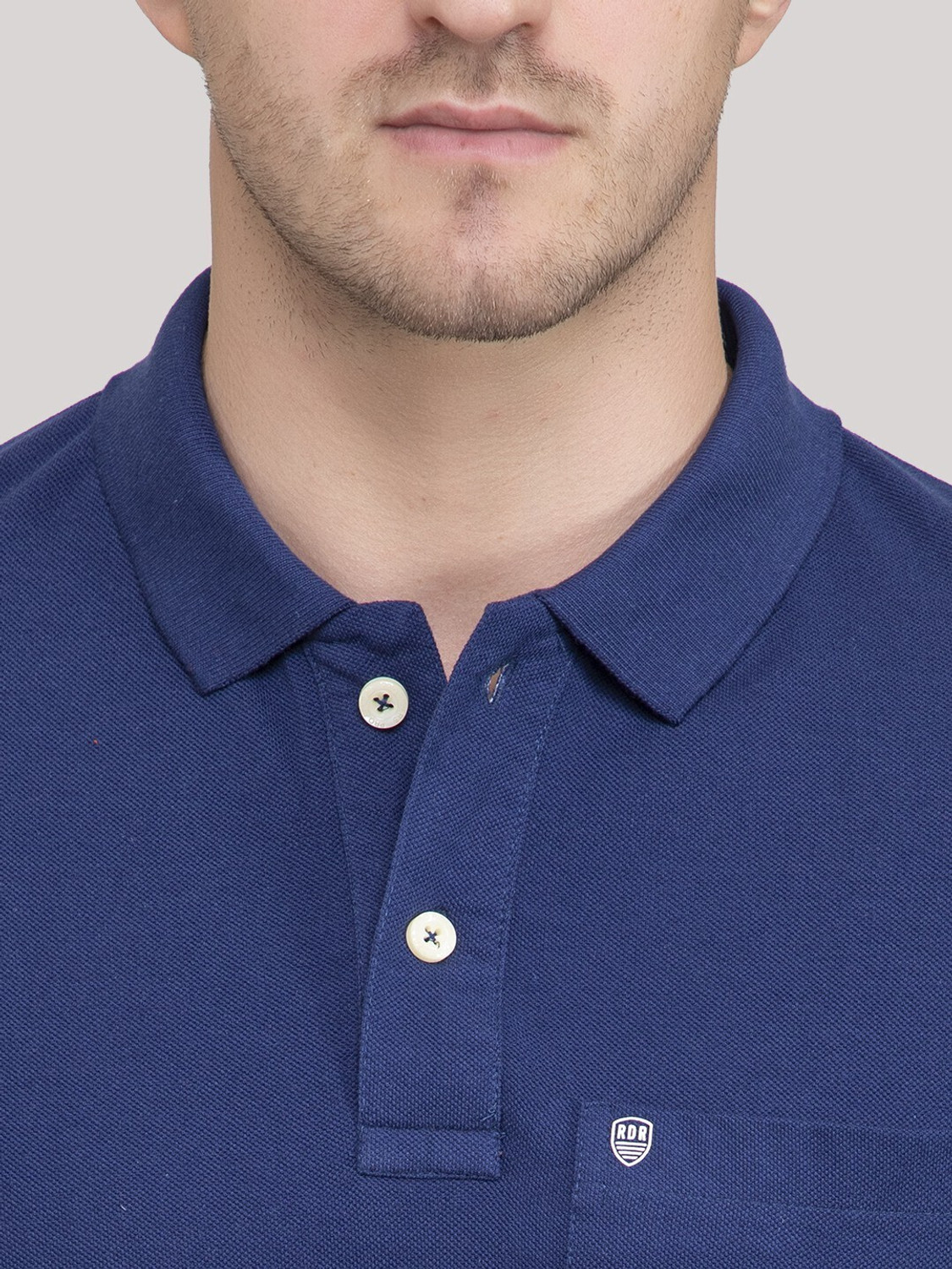 Image of PRORIDERS Solid Men Polo Neck Dark Blue T-Shirt