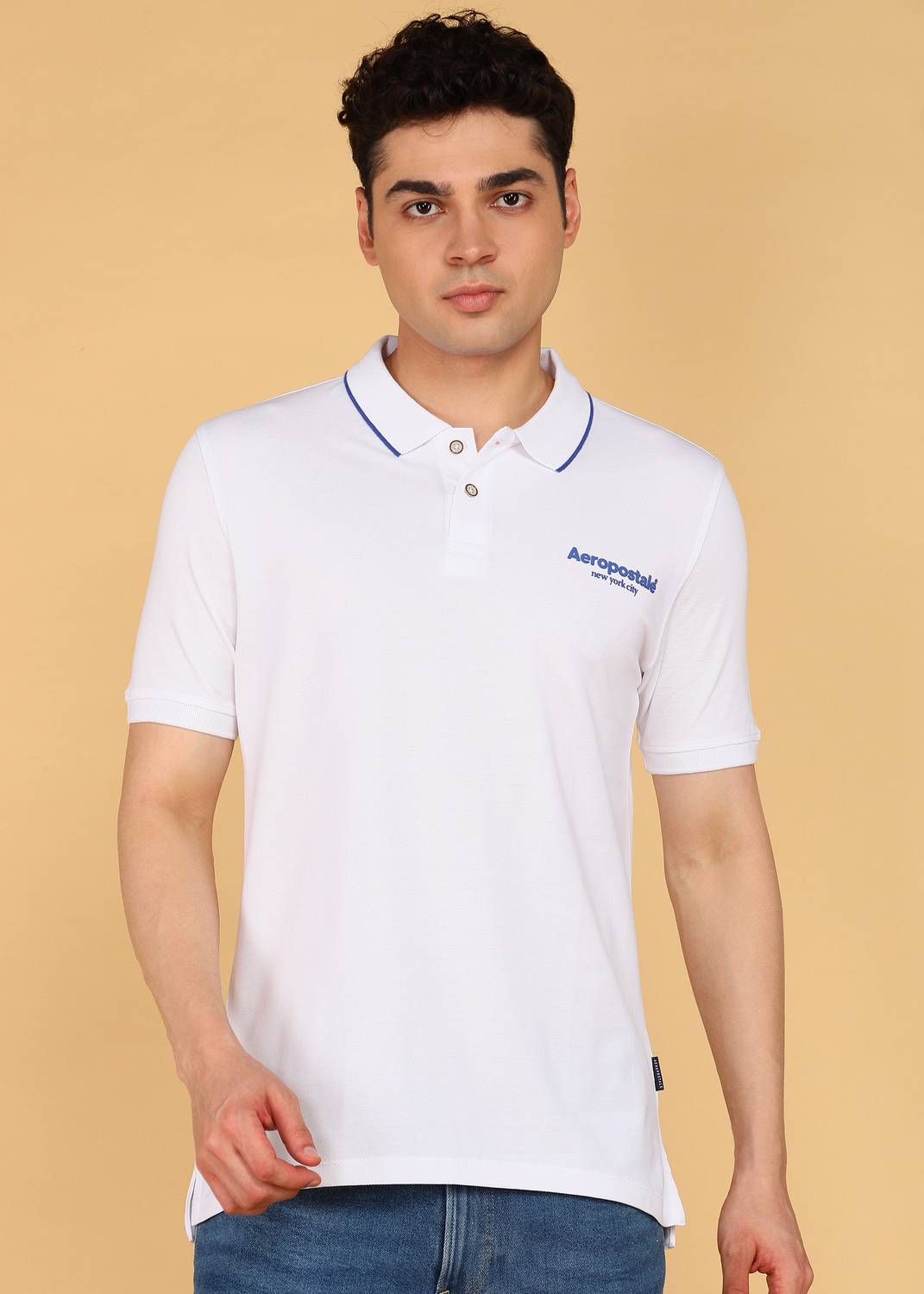 AEROPOSTALE Typography Men Polo Neck White T-Shirt