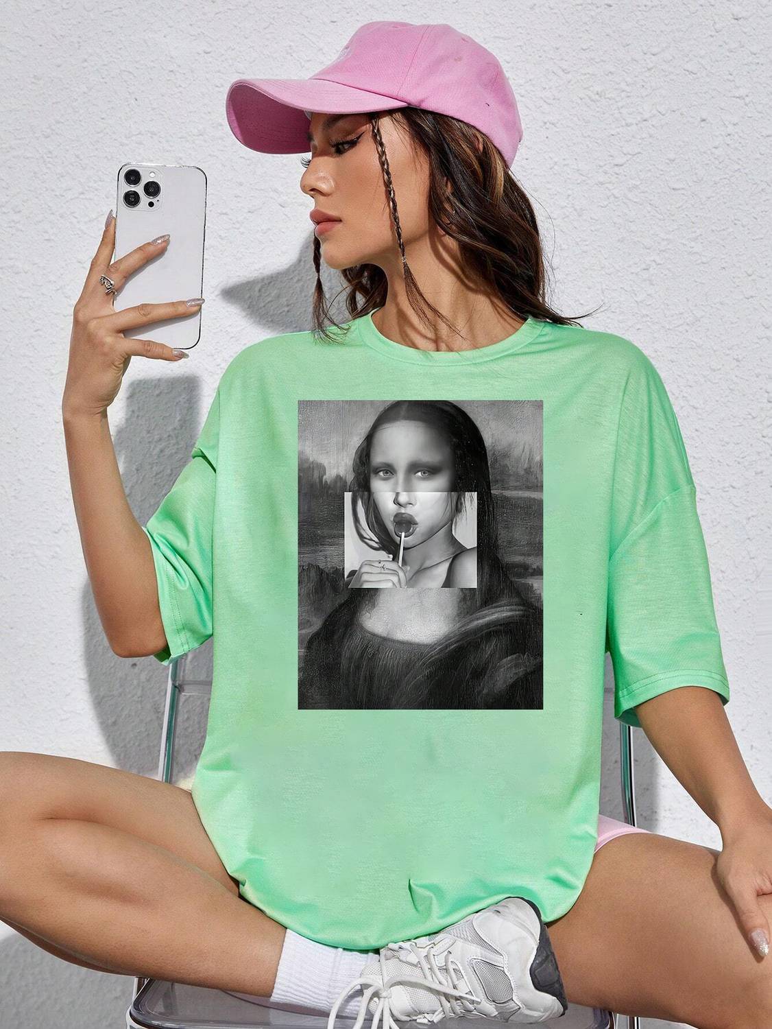 Absolute Defense Printed Women Round Neck Green T-Shirt
