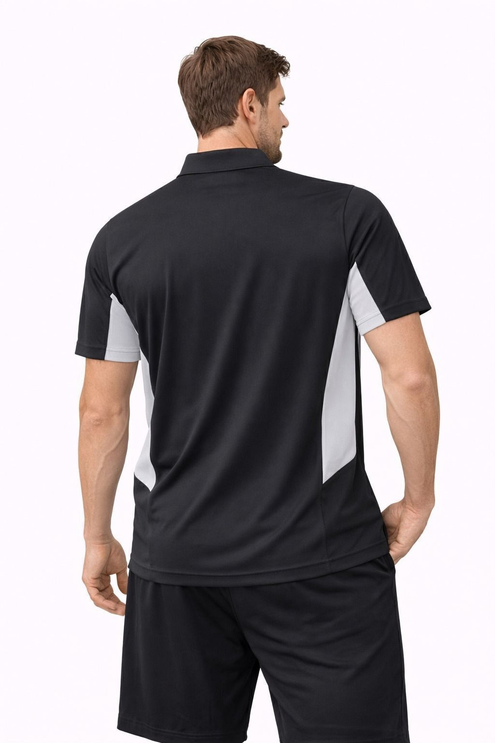 Image of RF Raves Colorblock Men Polo Neck Black T-Shirt