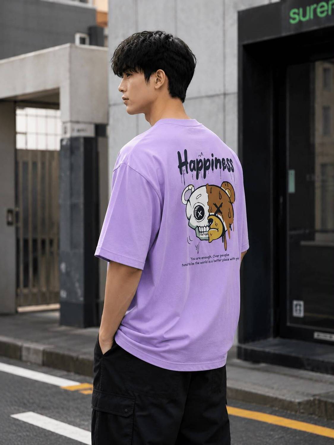 DAM HOOVER Purple Graphic Print Men's T-Shirt - Image 3