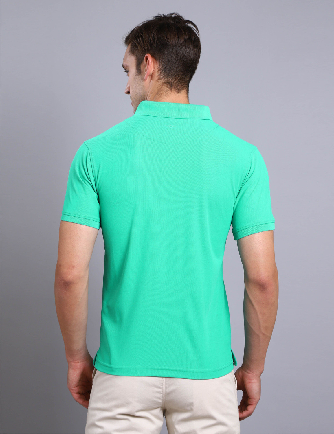 Image of Stellers Solid Men Polo Neck Green T-Shirt