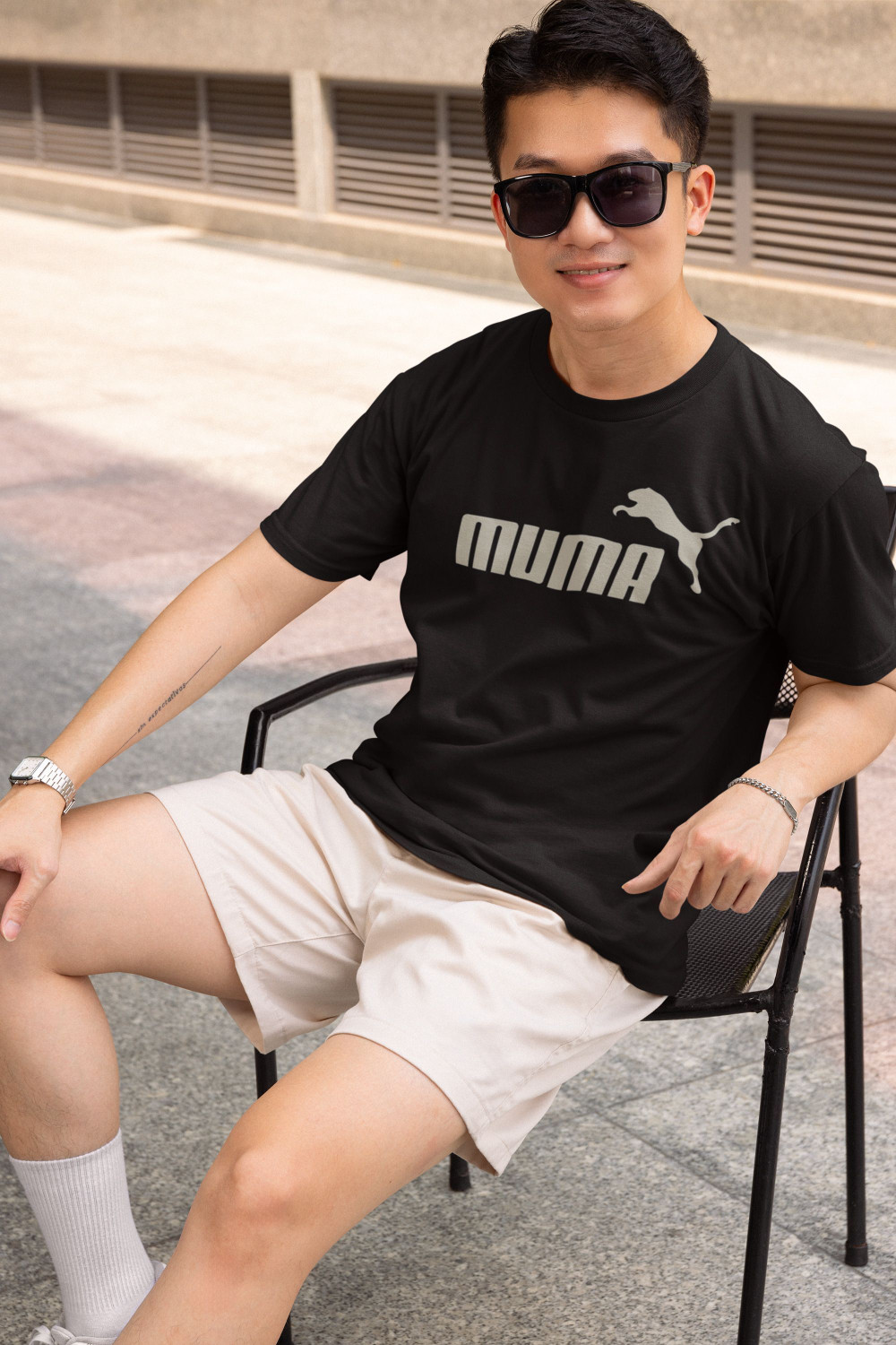 Image of WARRIORINDUSTRY Graphic Print Men Round Neck Black, White T-Shirt
