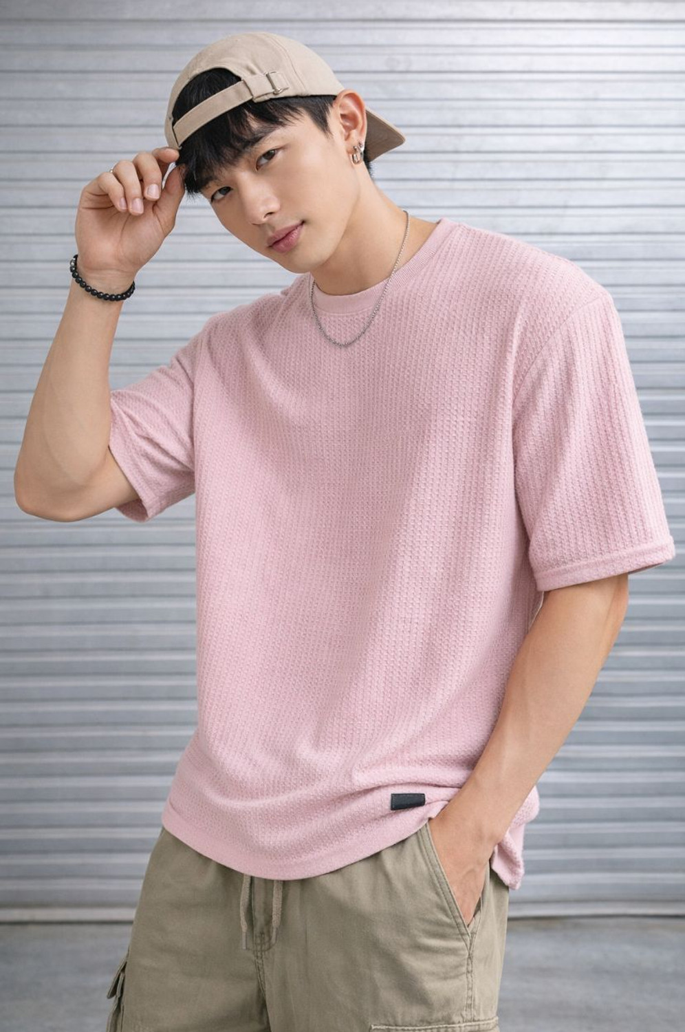 Image of KAJARU TEES Solid Men Round Neck Pink T-Shirt