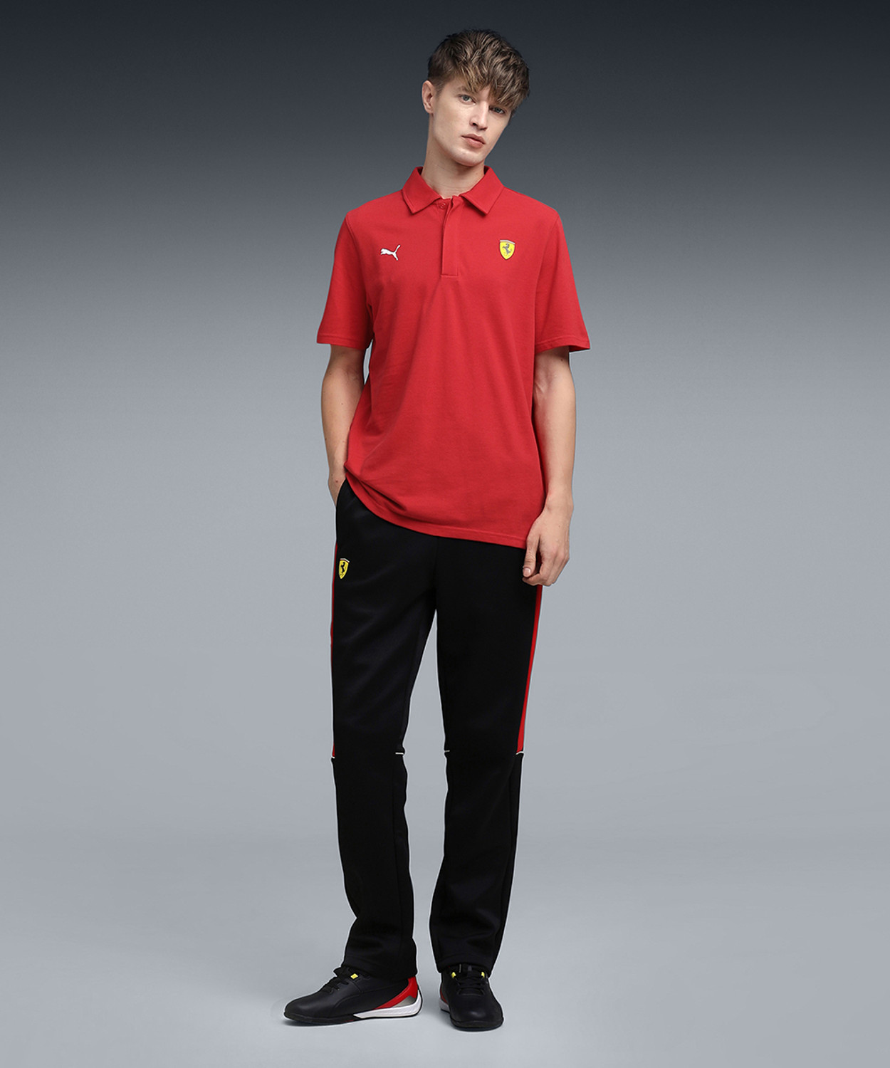 Image of PUMA Printed Men Polo Neck Red T-Shirt