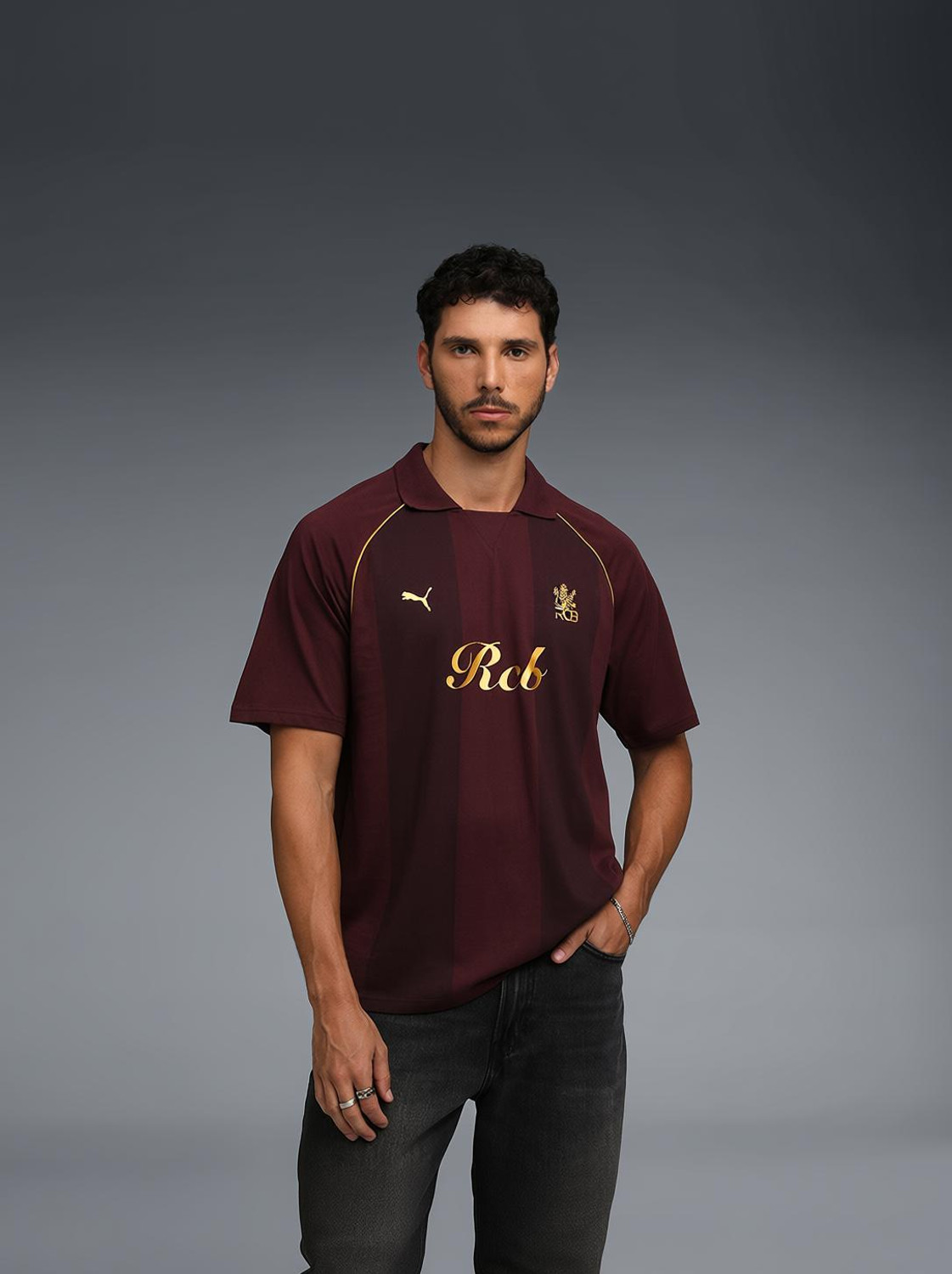PUMA Solid Men Polo Neck Red T-Shirt