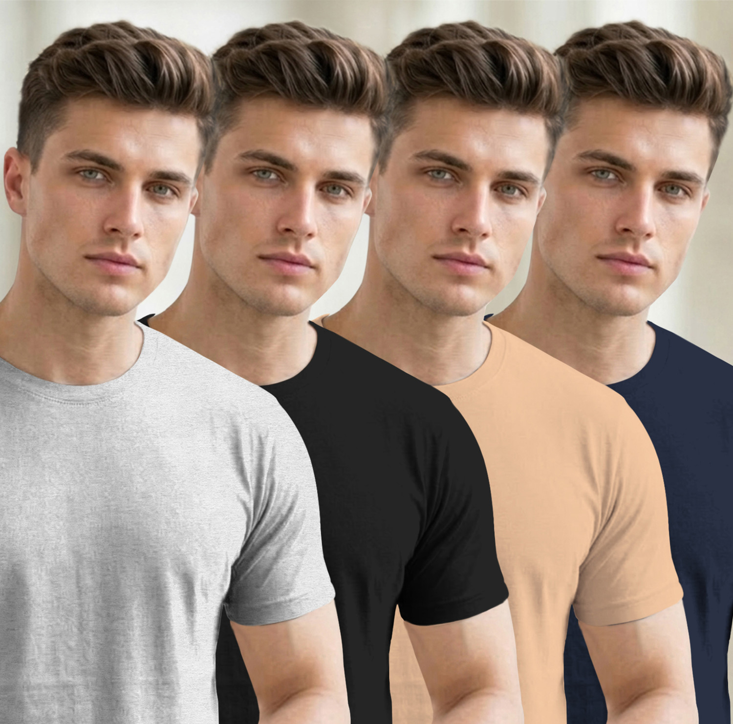 Image of Flipkart SmartBuy Solid Men Round Neck Multicolor T-Shirt