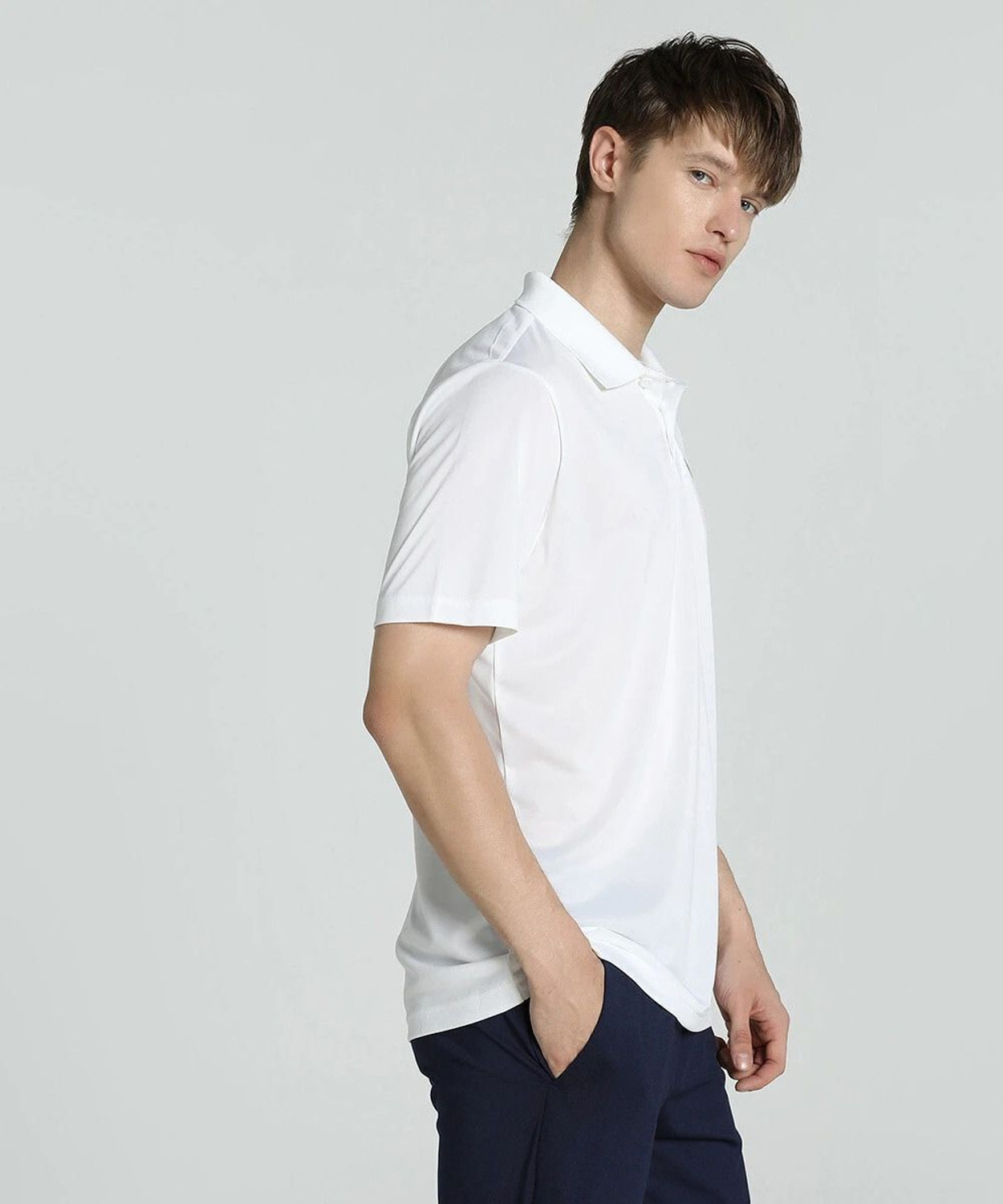 Image of PUMA Solid Men Polo Neck White T-Shirt