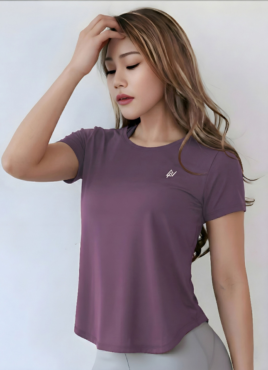 Image of NEXSUS APPARELS Solid Women Round Neck Purple T-Shirt