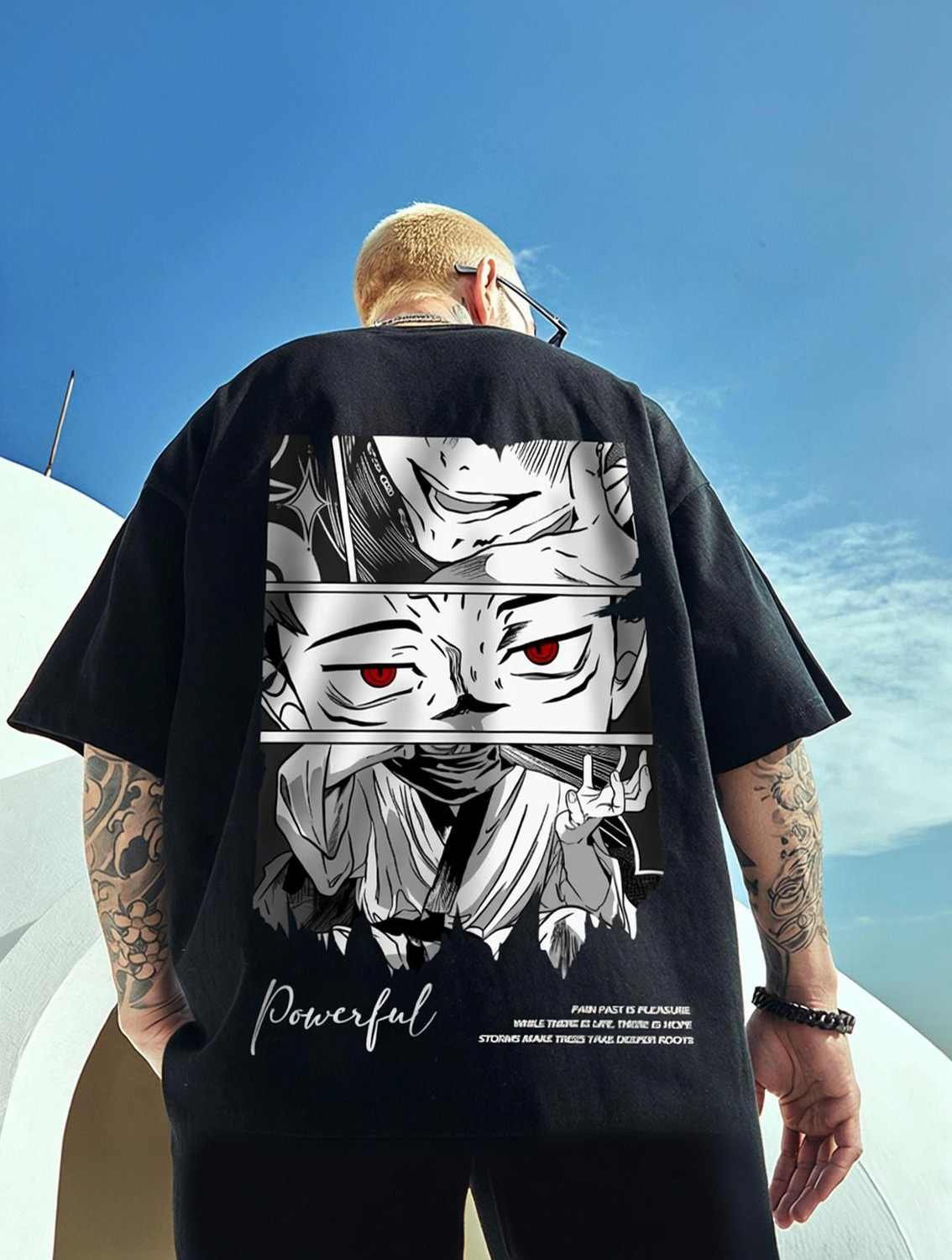 Image of FASHIONORIYA Printed Men Round Neck Black T-Shirt