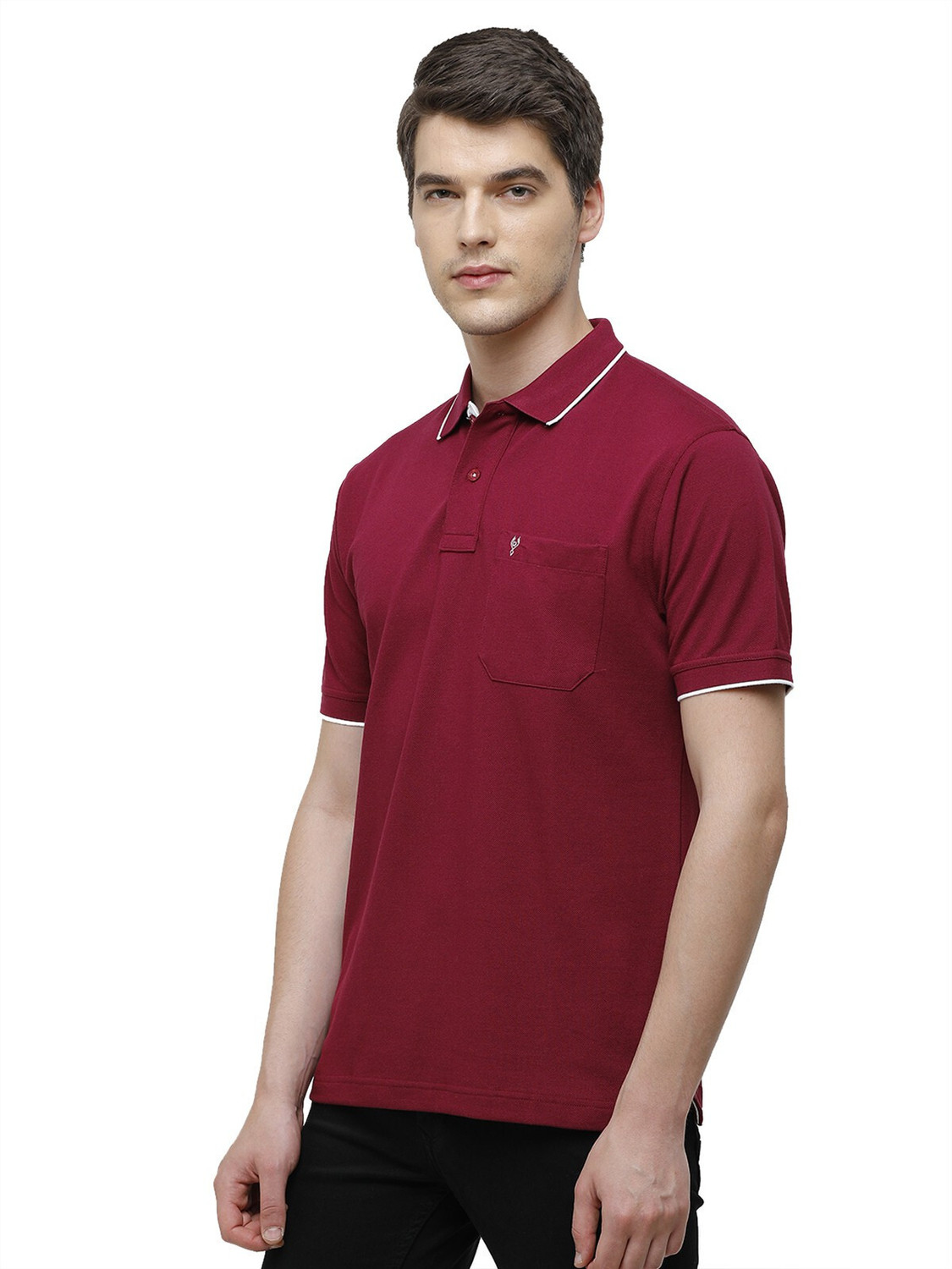 Image of Classic Polo Solid Men Polo Neck Maroon T-Shirt