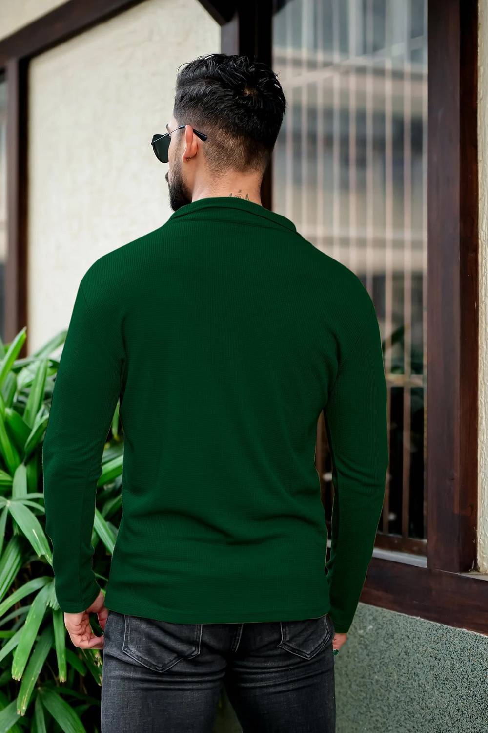 INDICLUB Men Polo Neck Green T-Shirt - Image 4