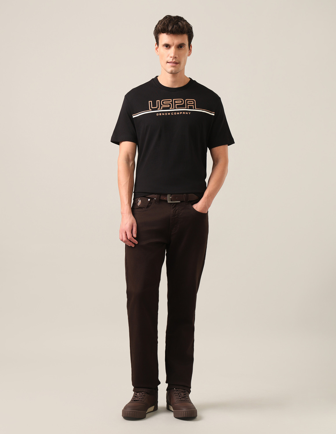 Image of U.S. Polo Assn. Denim Co. Graphic Print Men Crew Neck Black T-Shirt