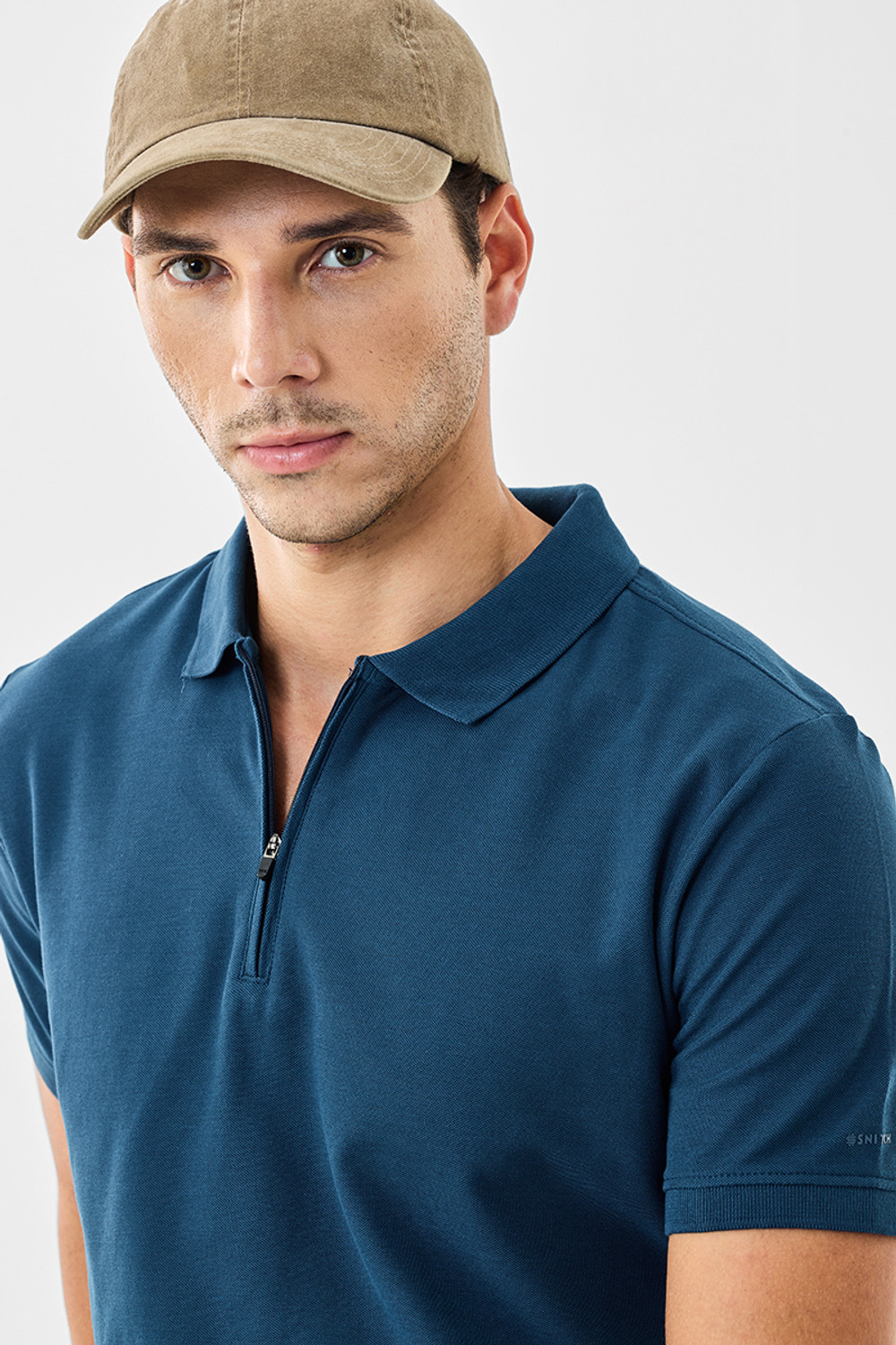 Image of Snitch Solid Men Polo Neck Dark Blue T-Shirt