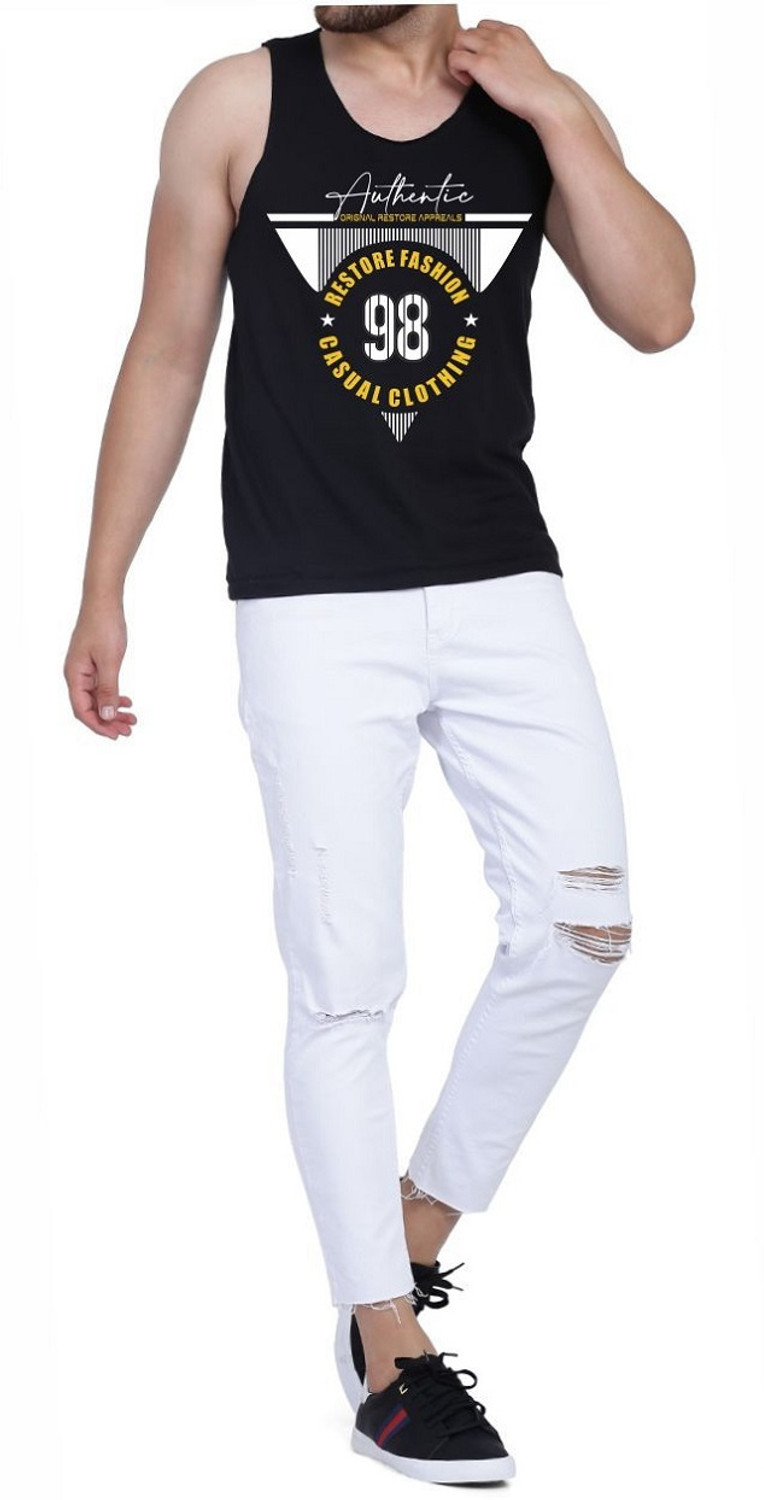 Image of WOOSTRO Printed, Typography Men Round Neck Black T-Shirt