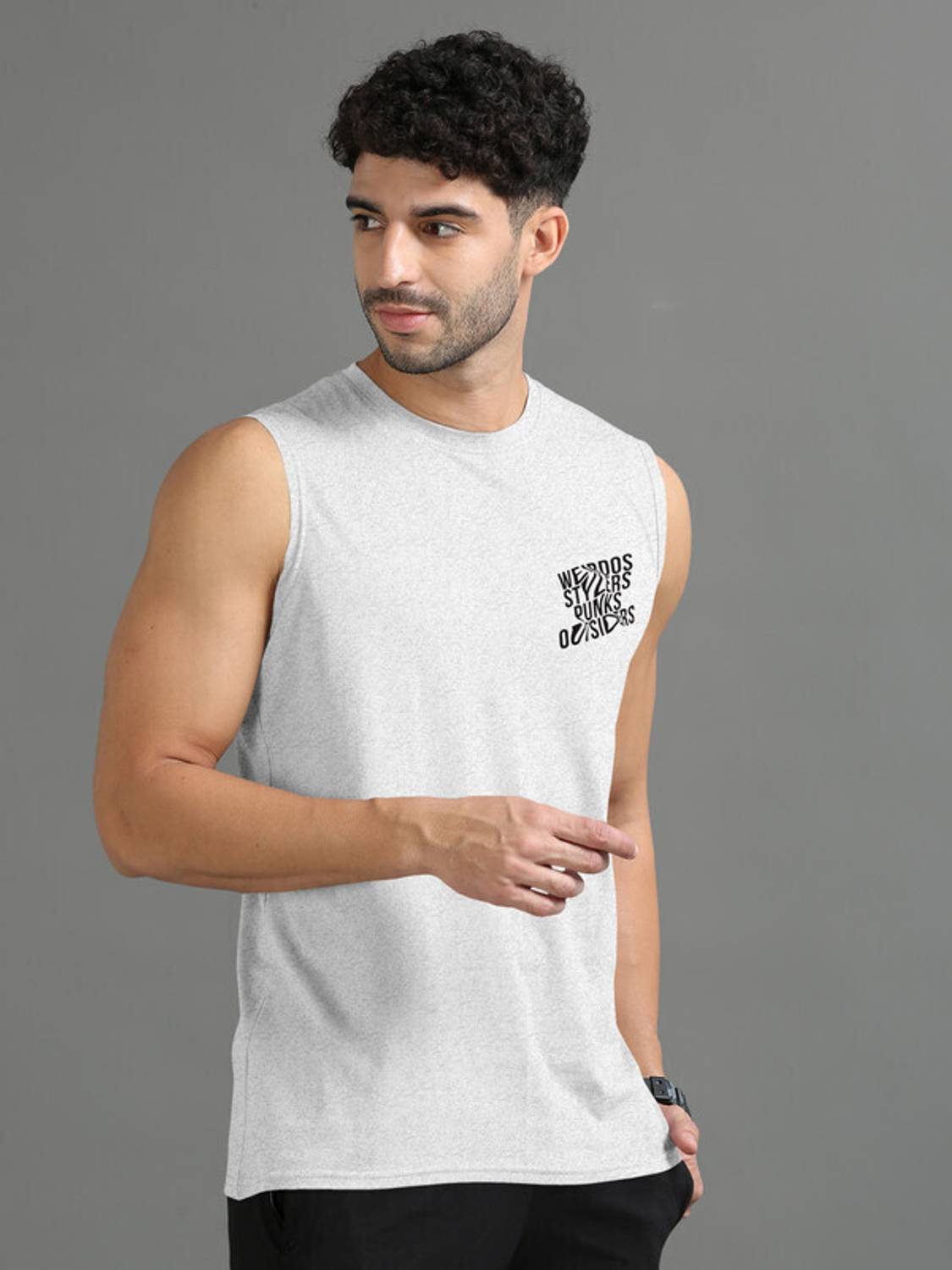 Trend Twist Men Printed Scoop Neck Pure Cotton White T-Shirt