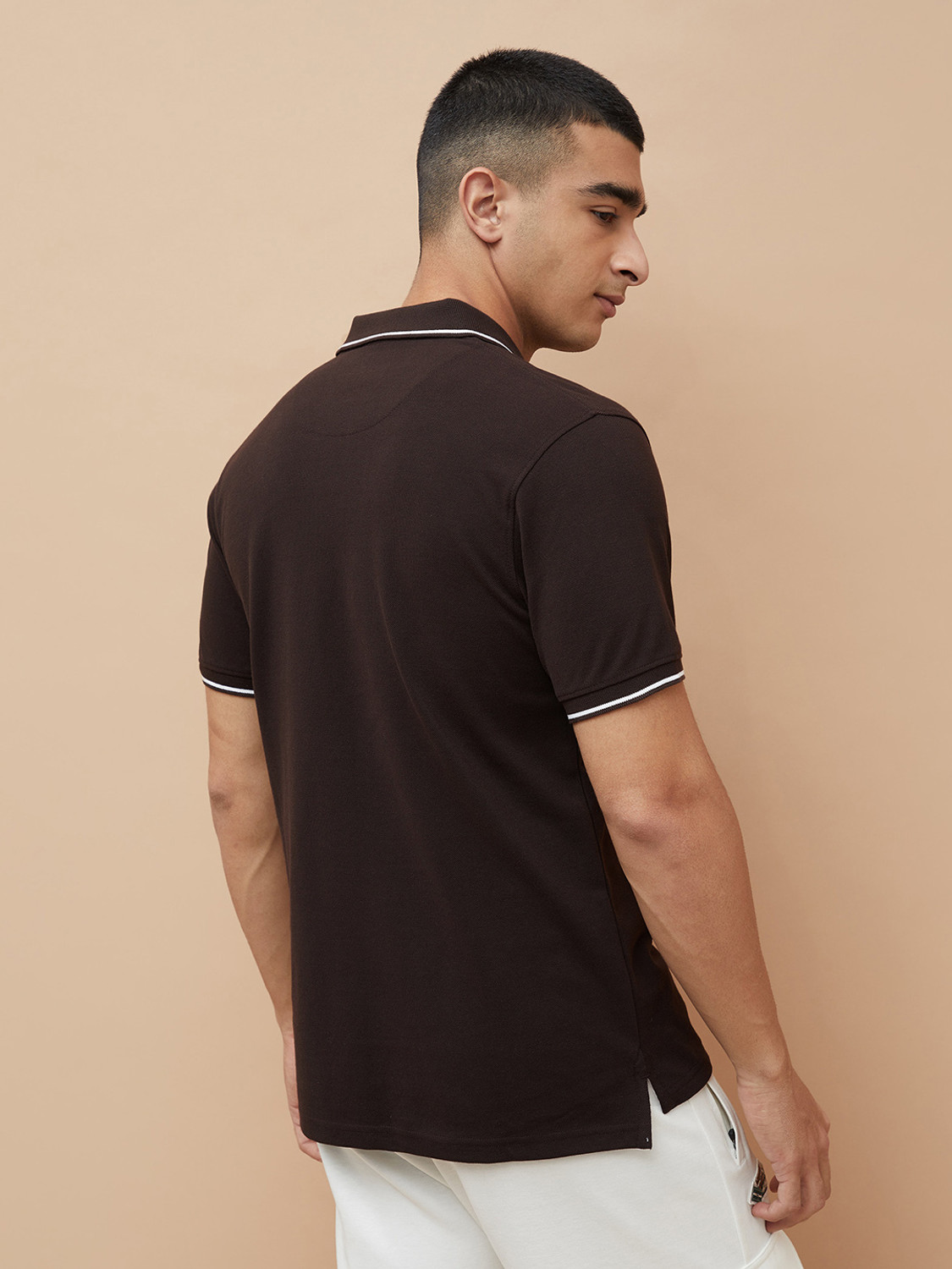 Image of Kappa Solid Men Polo Neck Brown T-Shirt