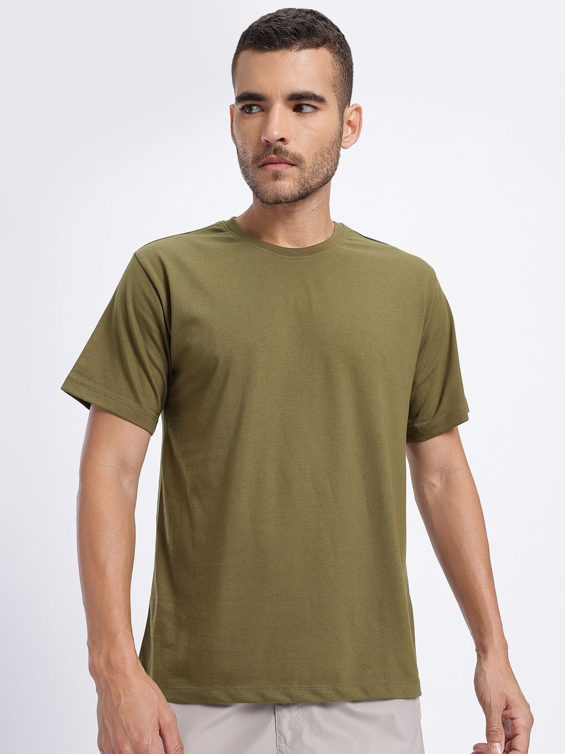 Image of Glitchez Printed Men Round Neck Green T-Shirt