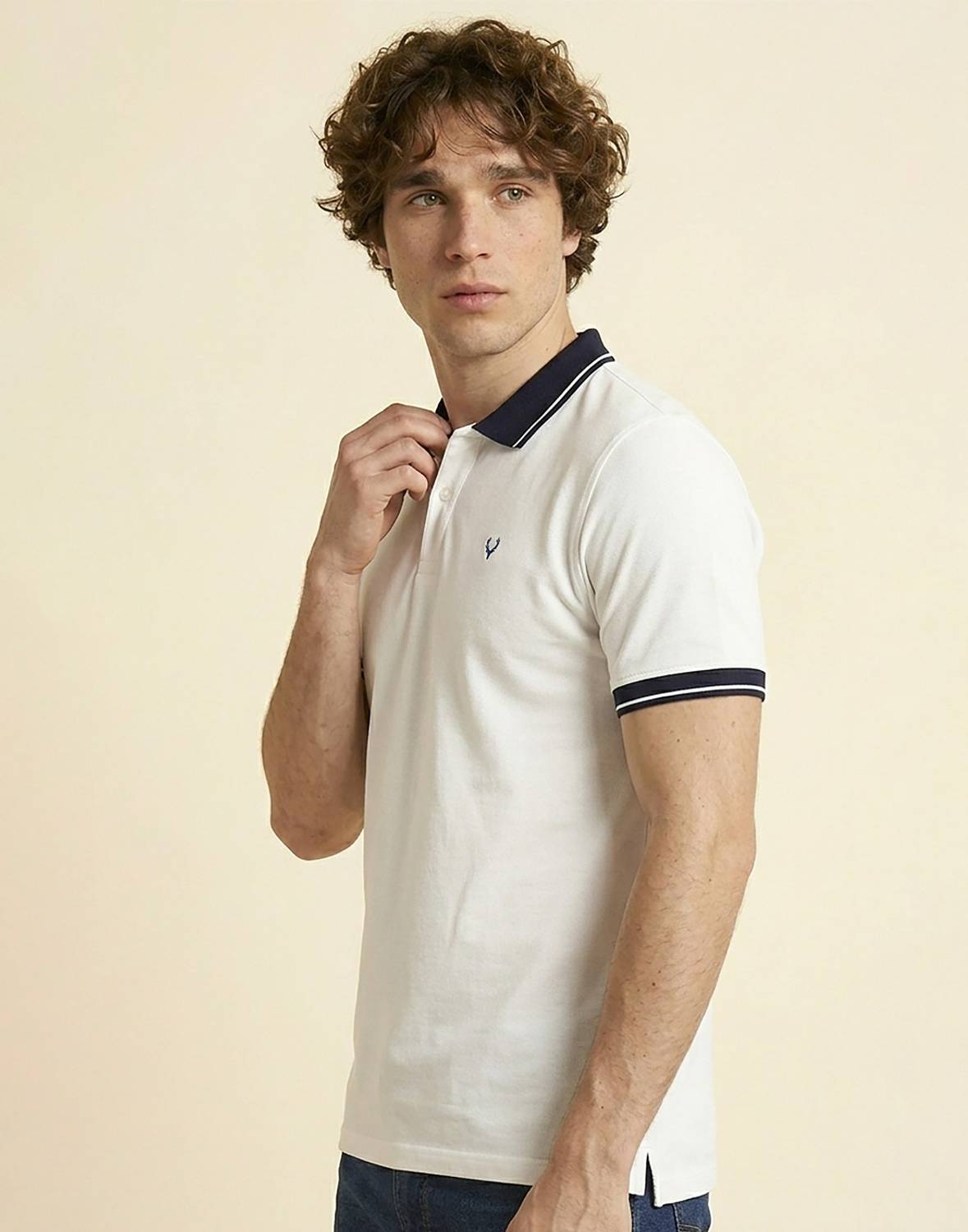 Allen Solly Men Polo Neck White T-Shirt - Image 3