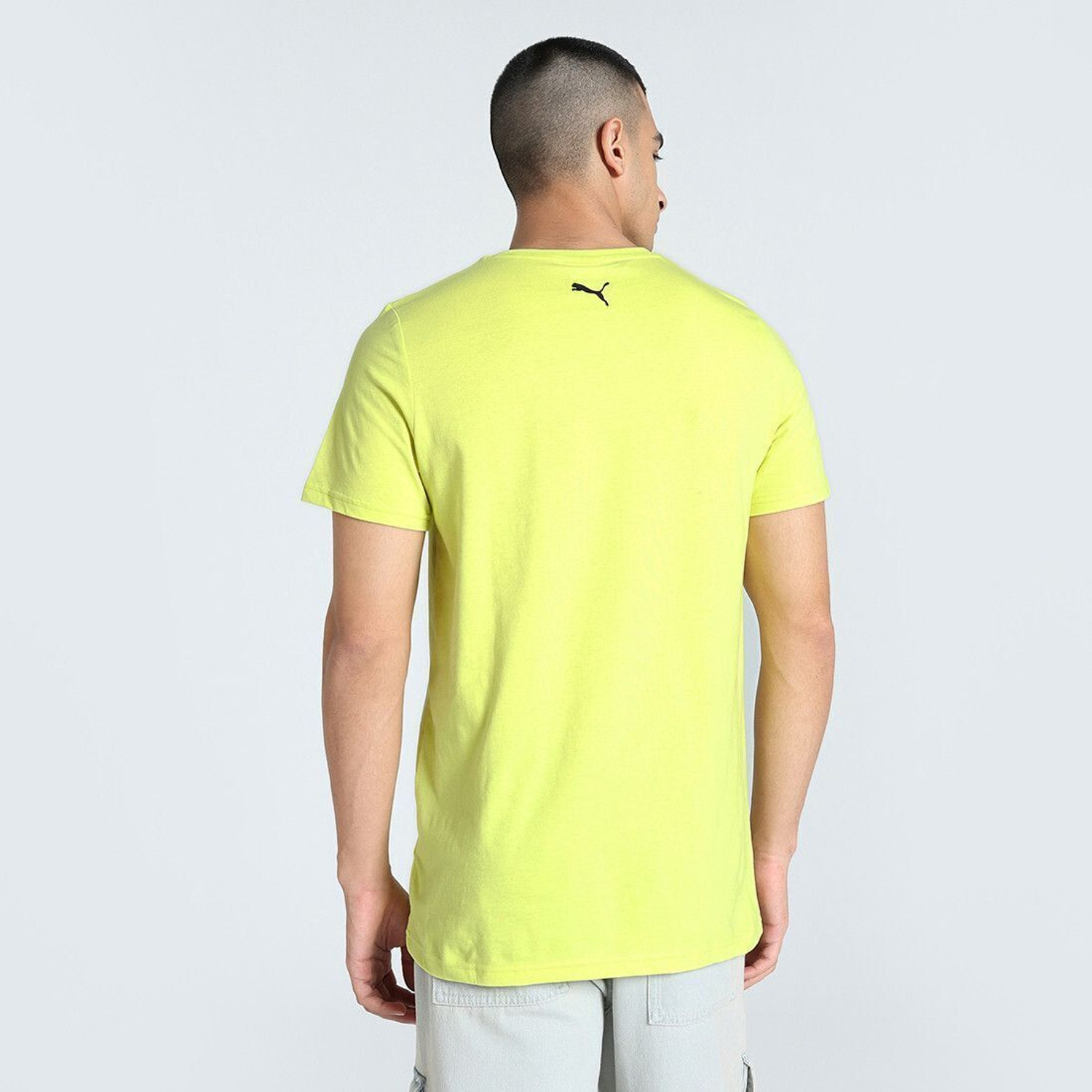 Image of PUMA Printed Men Crew Neck Yellow T-Shirt