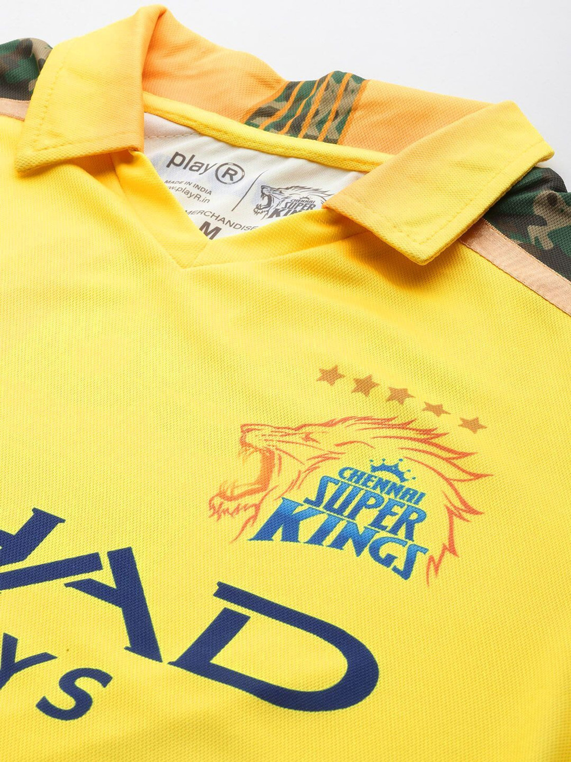 Image of playR Printed Men V Neck Yellow T-Shirt