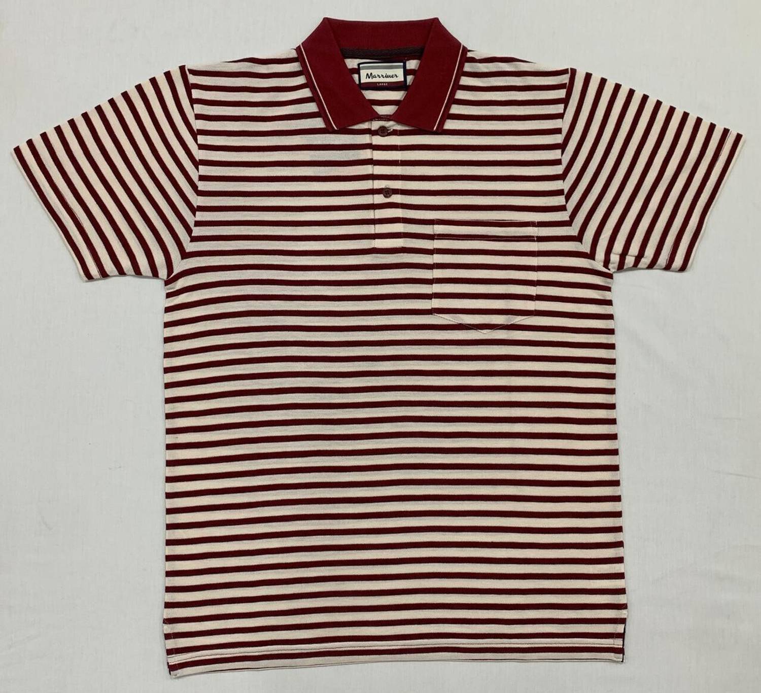 MARRINER Striped Men Polo Neck Maroon T-Shirt