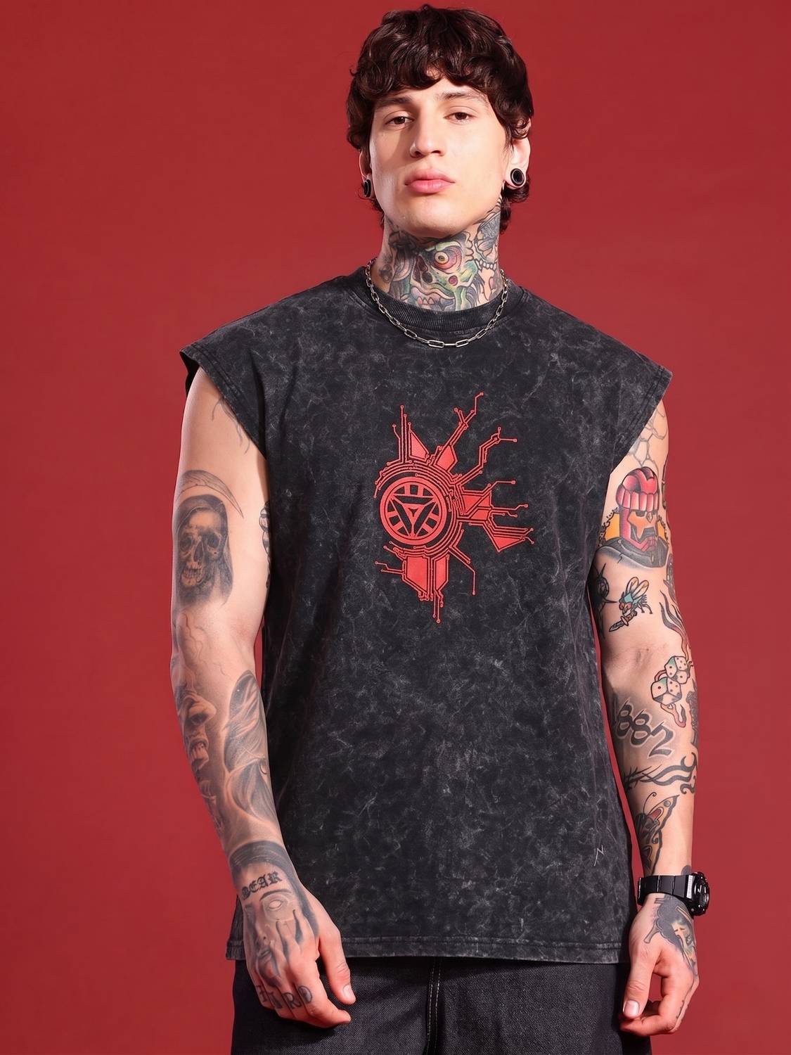 Rhinocult Graphic Print Men Round Neck Black T-Shirt