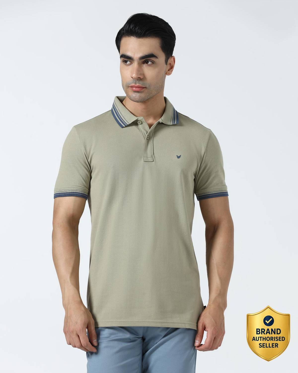 Blackberrys Solid Men Polo Neck Green T-Shirt