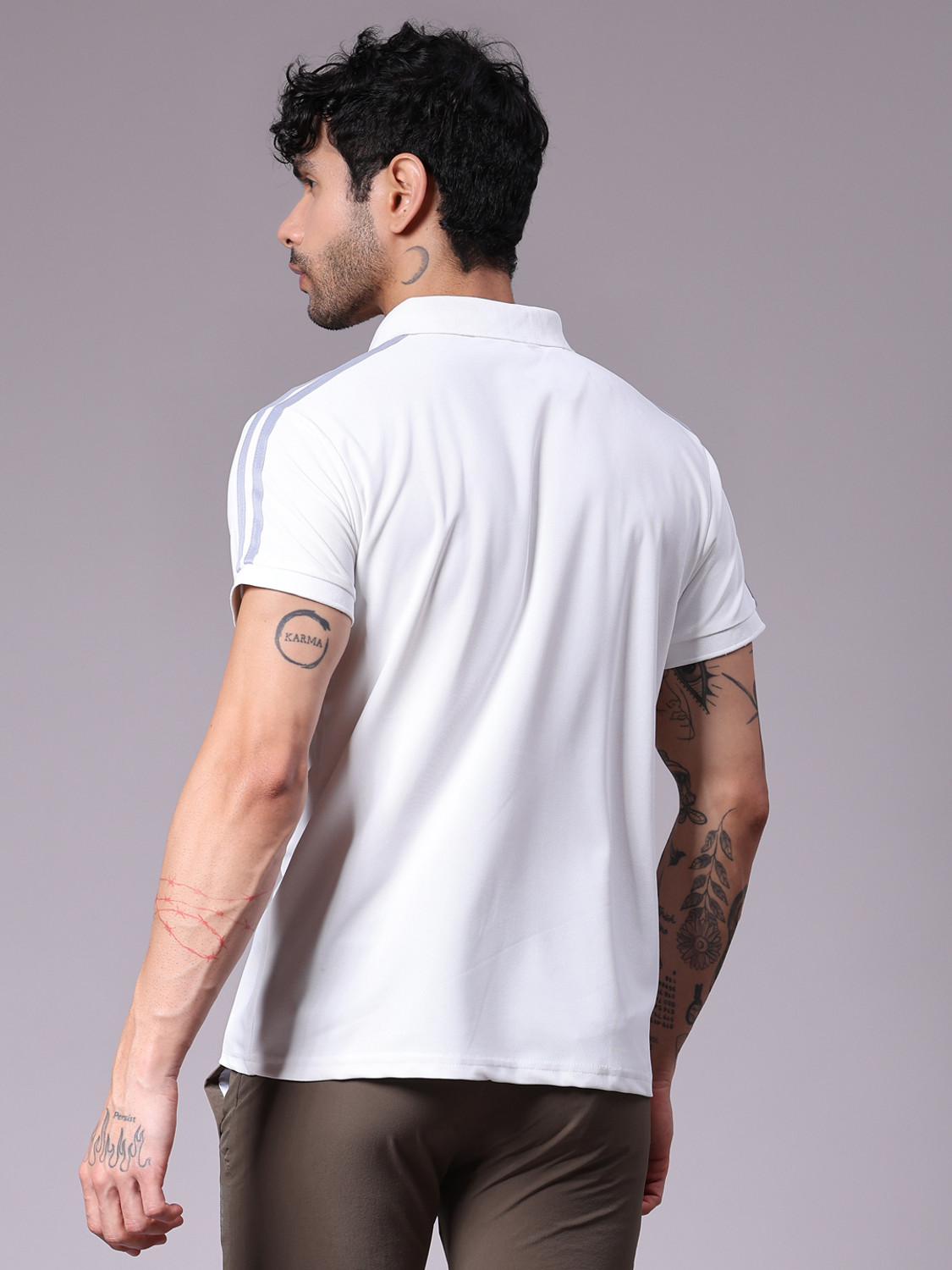 Image of V-MART Solid Men Polo Neck White T-Shirt