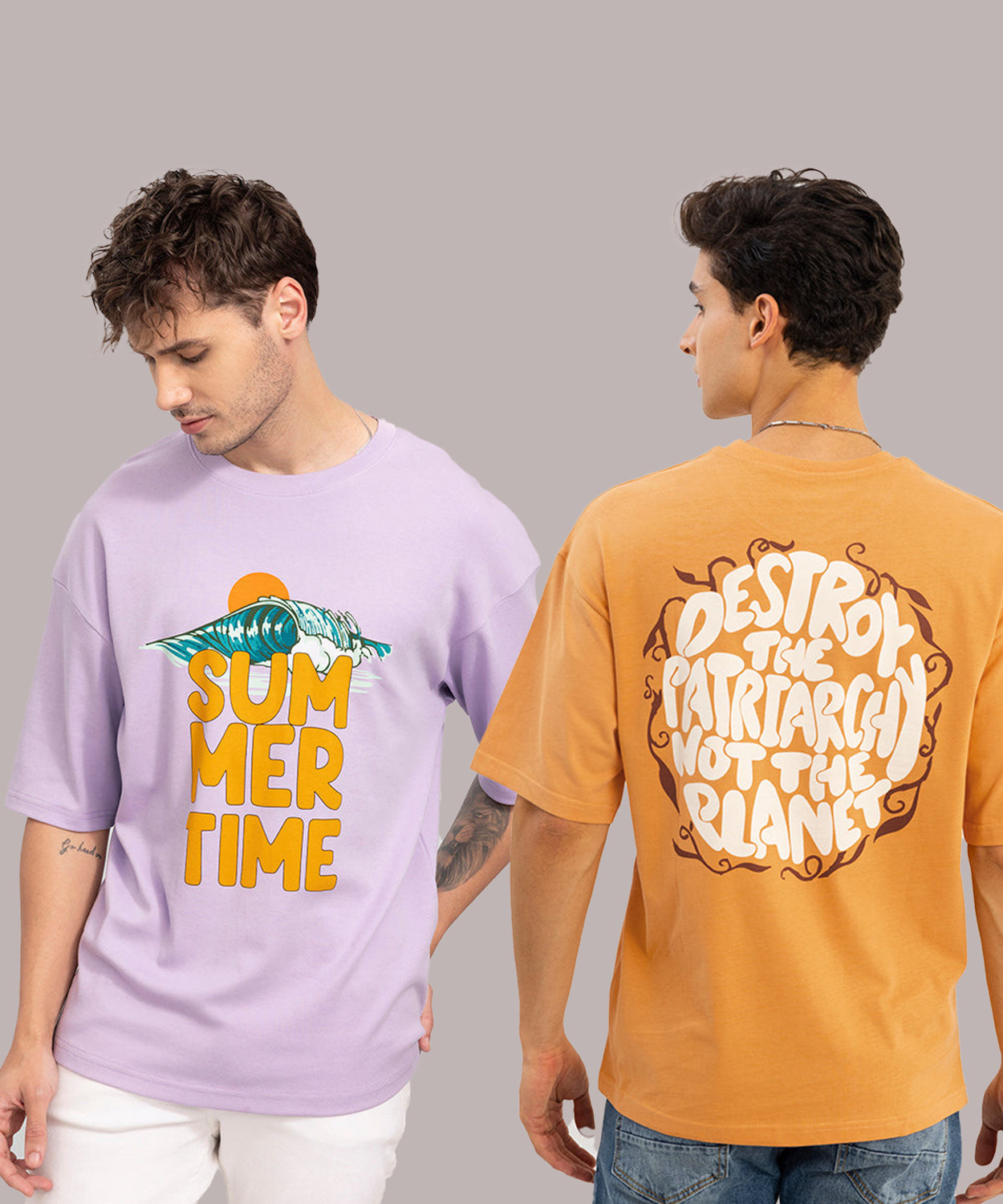 Image of HELL BOUND Typography Men Round Neck Multicolor T-Shirt