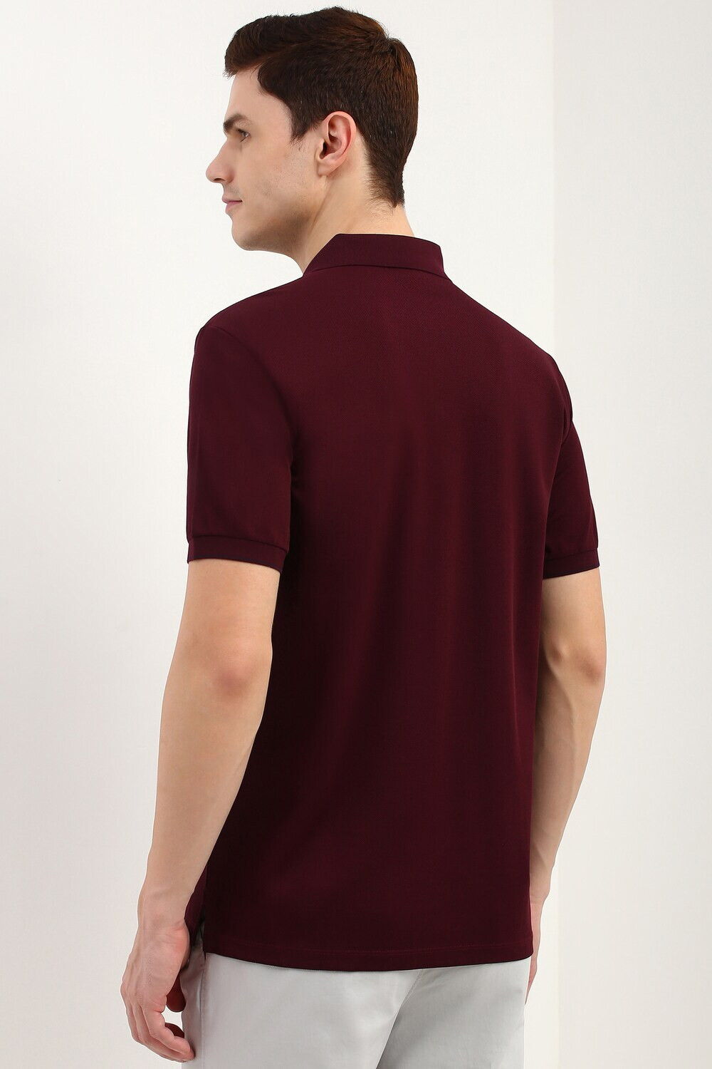 Image of Allen Solly Solid Men Polo Neck Maroon T-Shirt