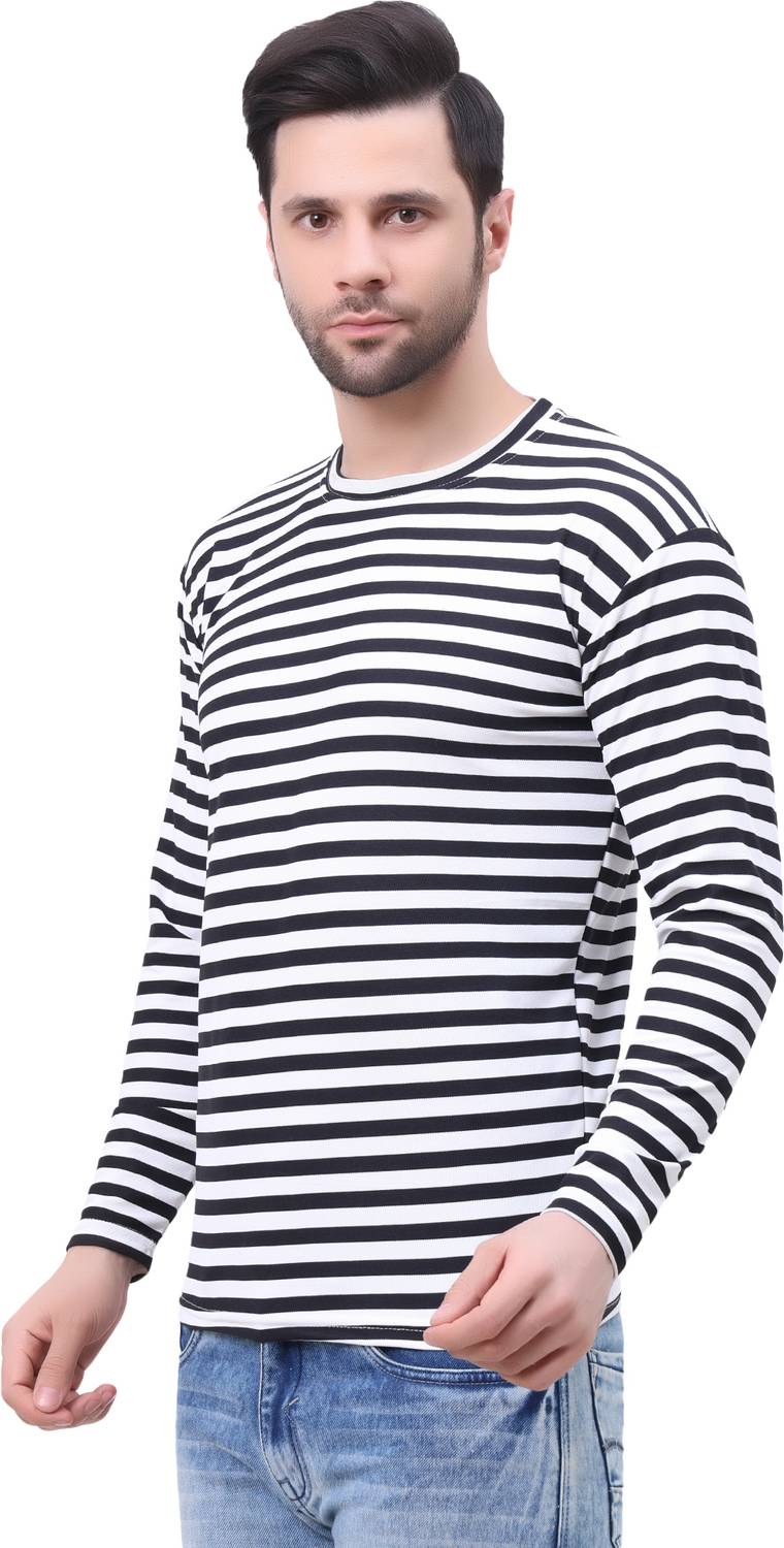 Stitch Theory Men Striped Round Neck Cotton Blend Multicolor T-Sh