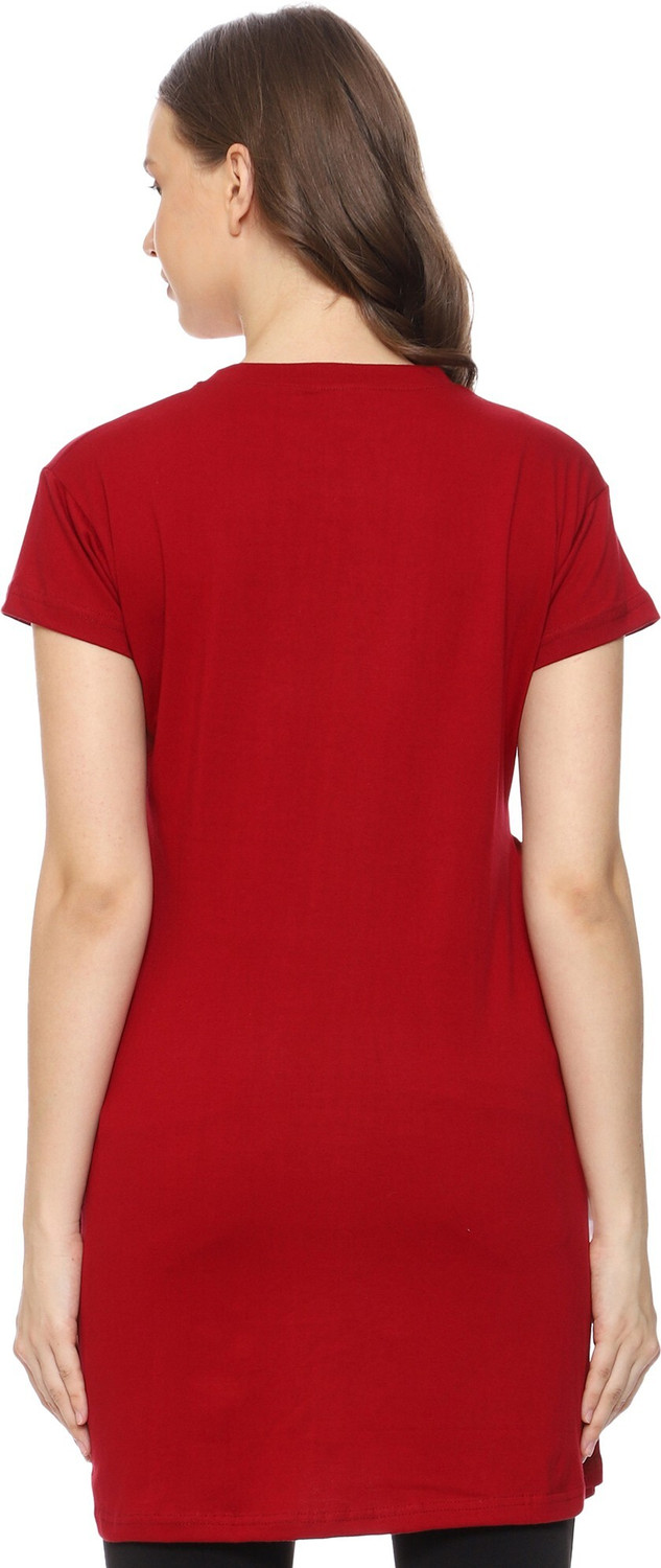 Image of TWF Typography Women Round Neck Maroon T-Shirt