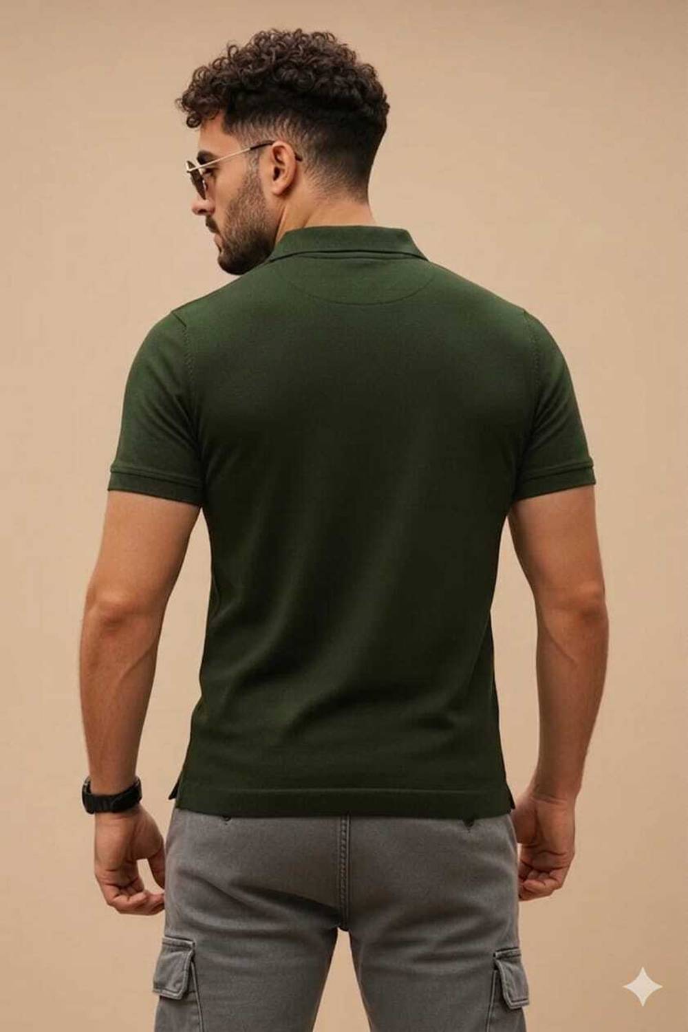 AACHIPAN Men Dark Green Polo Neck T-Shirt - Image 2