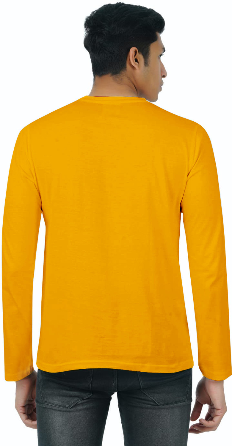 Image of Smart Colors Solid Men V Neck Yellow T-Shirt