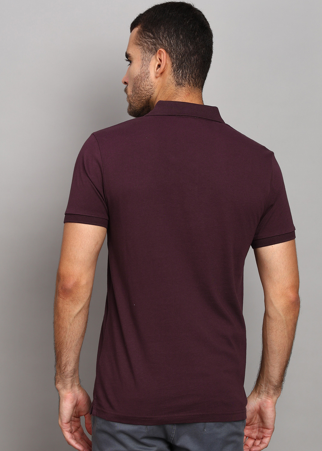 Image of United Colors of Benetton Printed Men Polo Neck Maroon T-Shirt