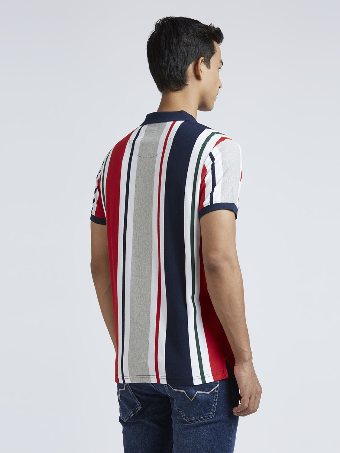 Image of Pepe Jeans Striped Men Polo Neck Red T-Shirt