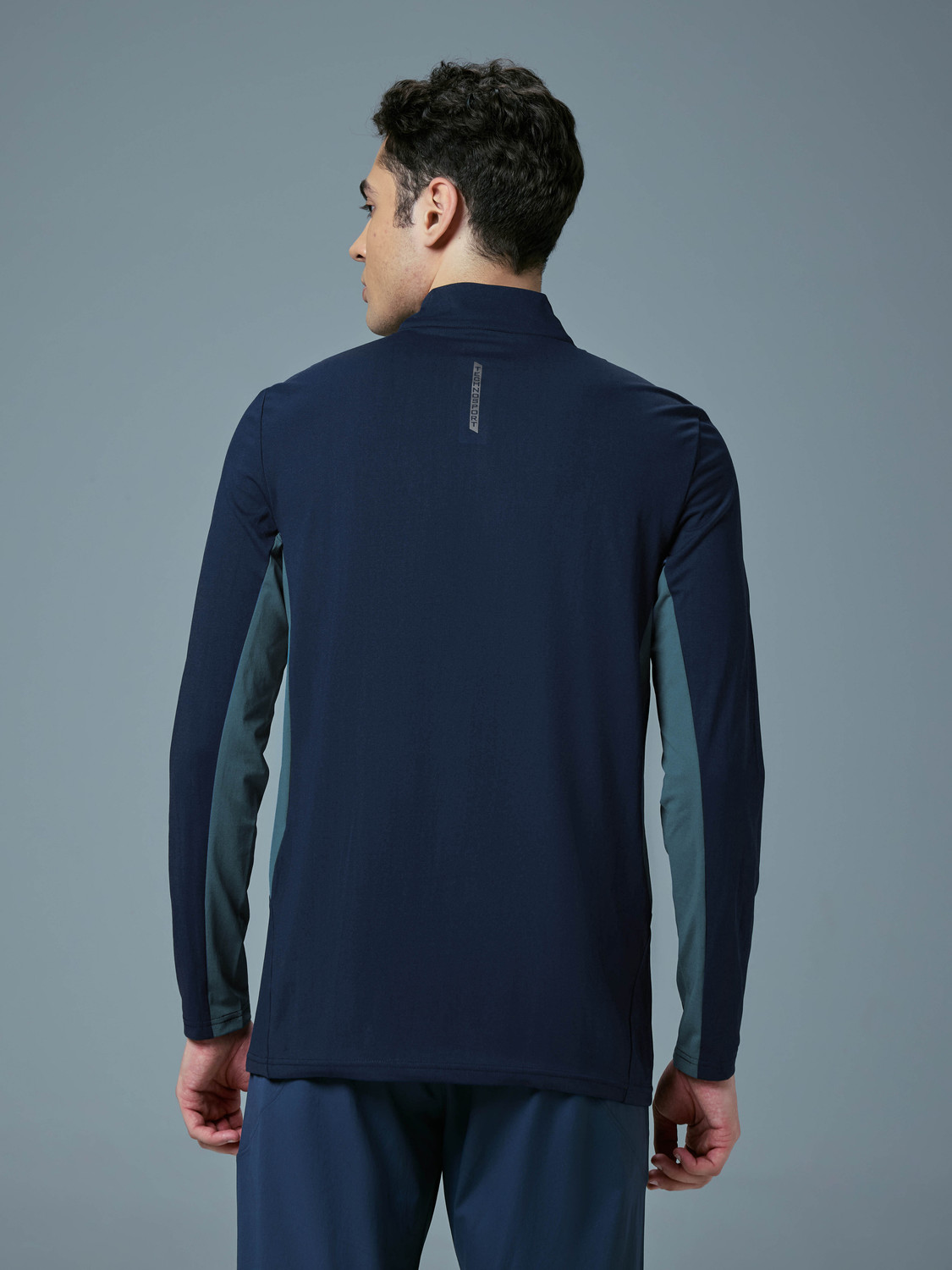 Image of TECHNOSPORT Sporty Men High Neck Navy Blue T-Shirt