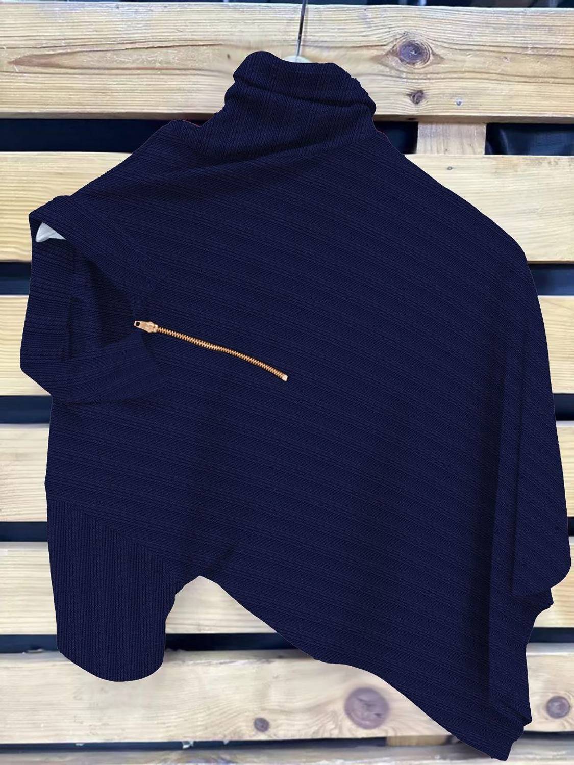 FLYENZA Self Design Men Polo Neck Navy Blue T-Shirt - Buy FLYENZA