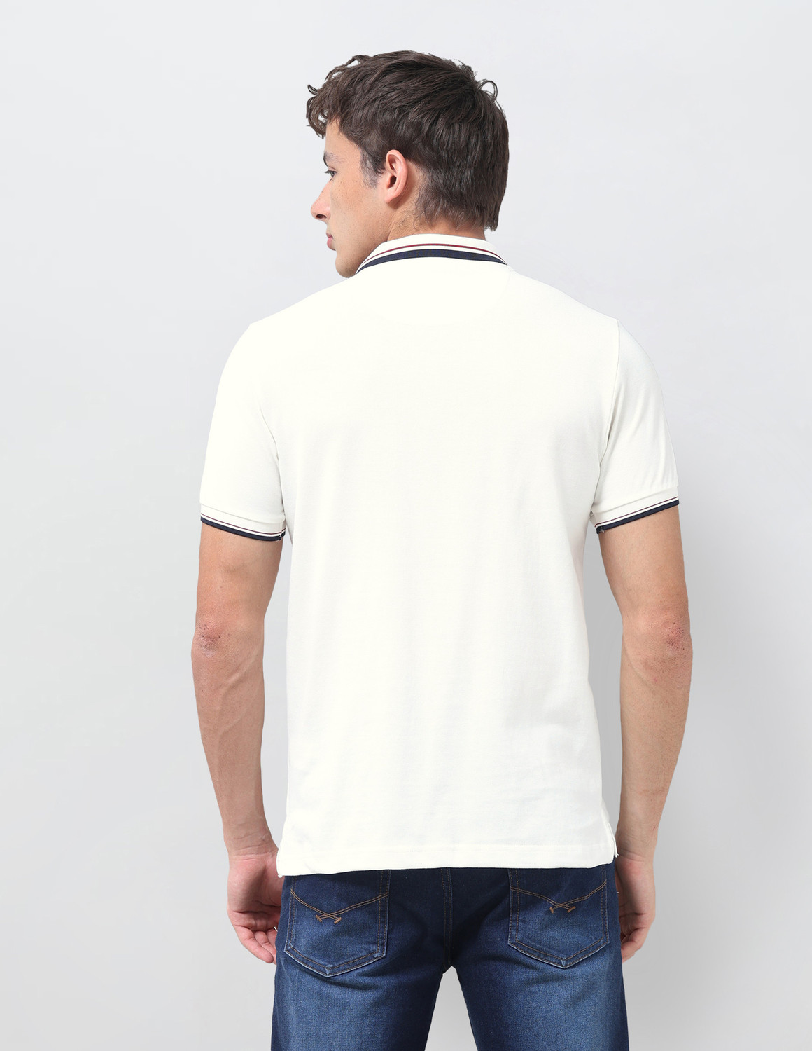 Image of U.S. POLO ASSN. Solid Men Polo Neck White T-Shirt
