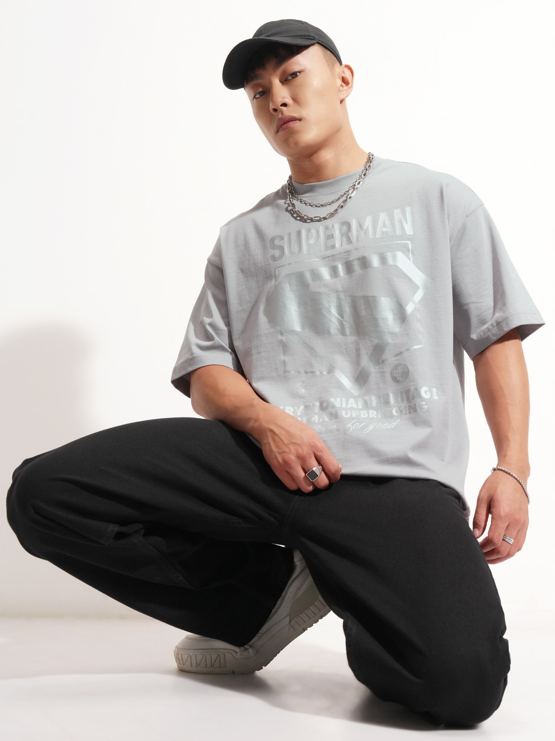 Image of HIGHLANDER Printed Men Round Neck Grey T-Shirt