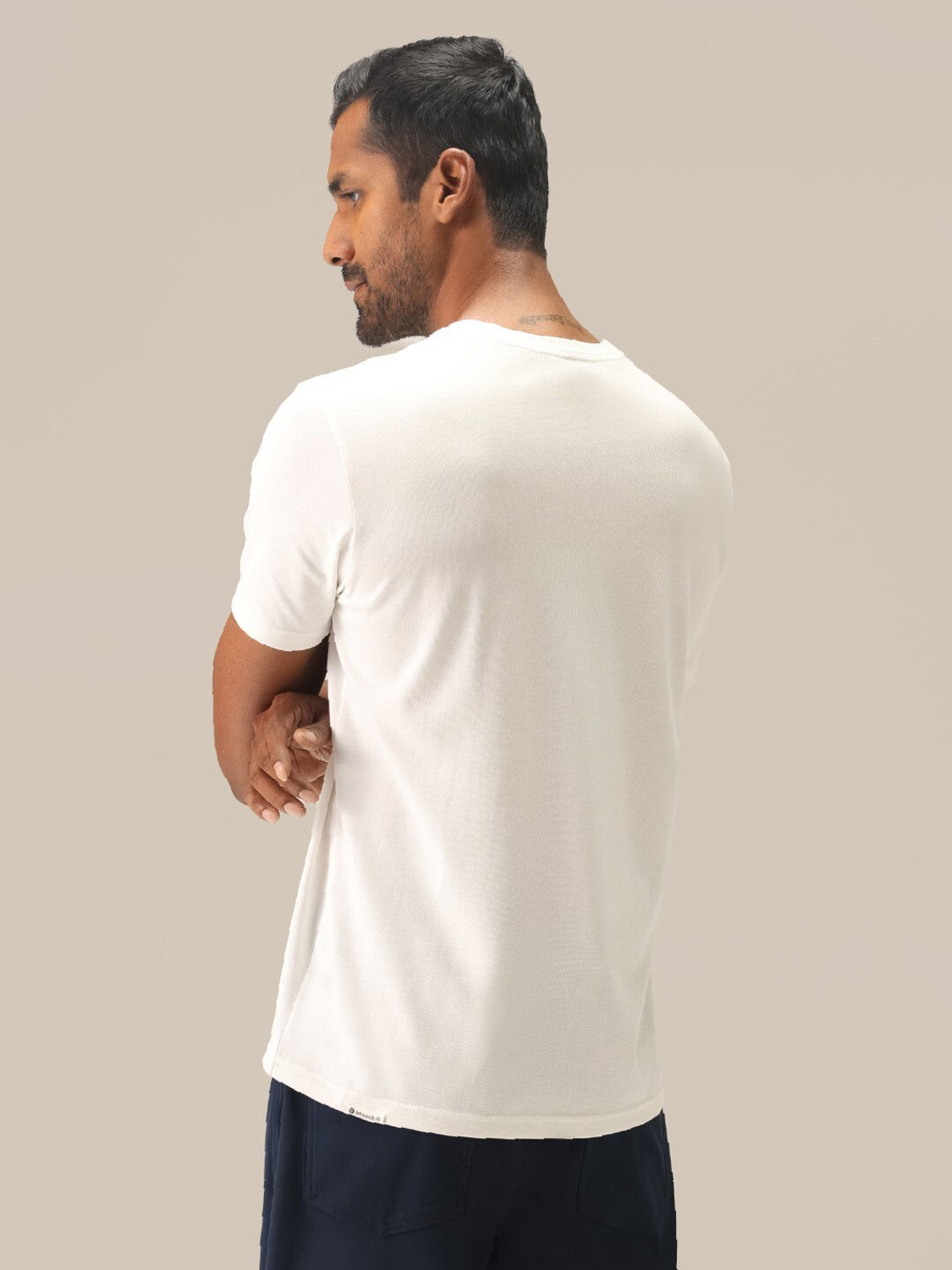 Image of BlissClub Solid Men Round Neck White T-Shirt