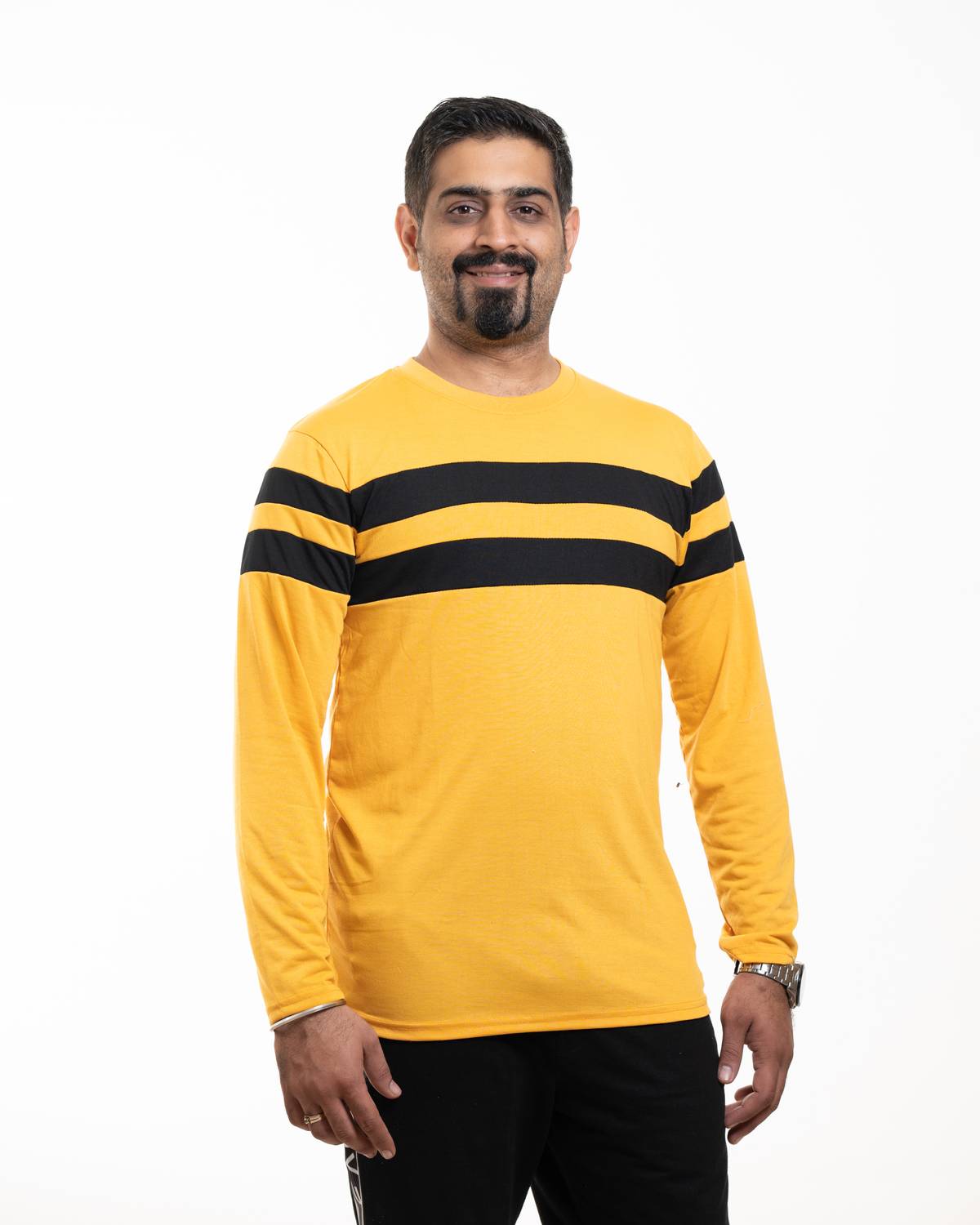 ALPHINE Solid Men Round Neck Yellow T-Shirt