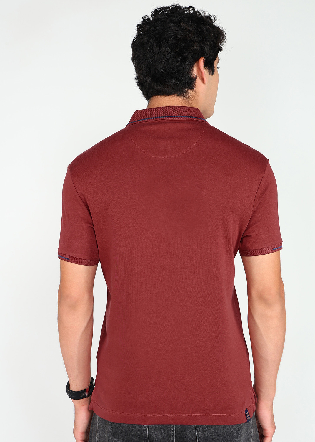Image of BEING HUMAN Solid Men Polo Neck Maroon T-Shirt