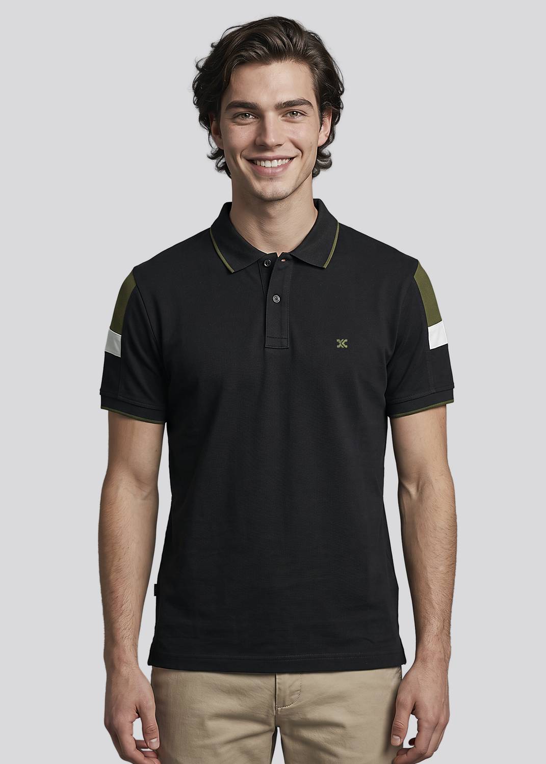 KILLER Colorblock Men Polo Neck Black T-Shirt