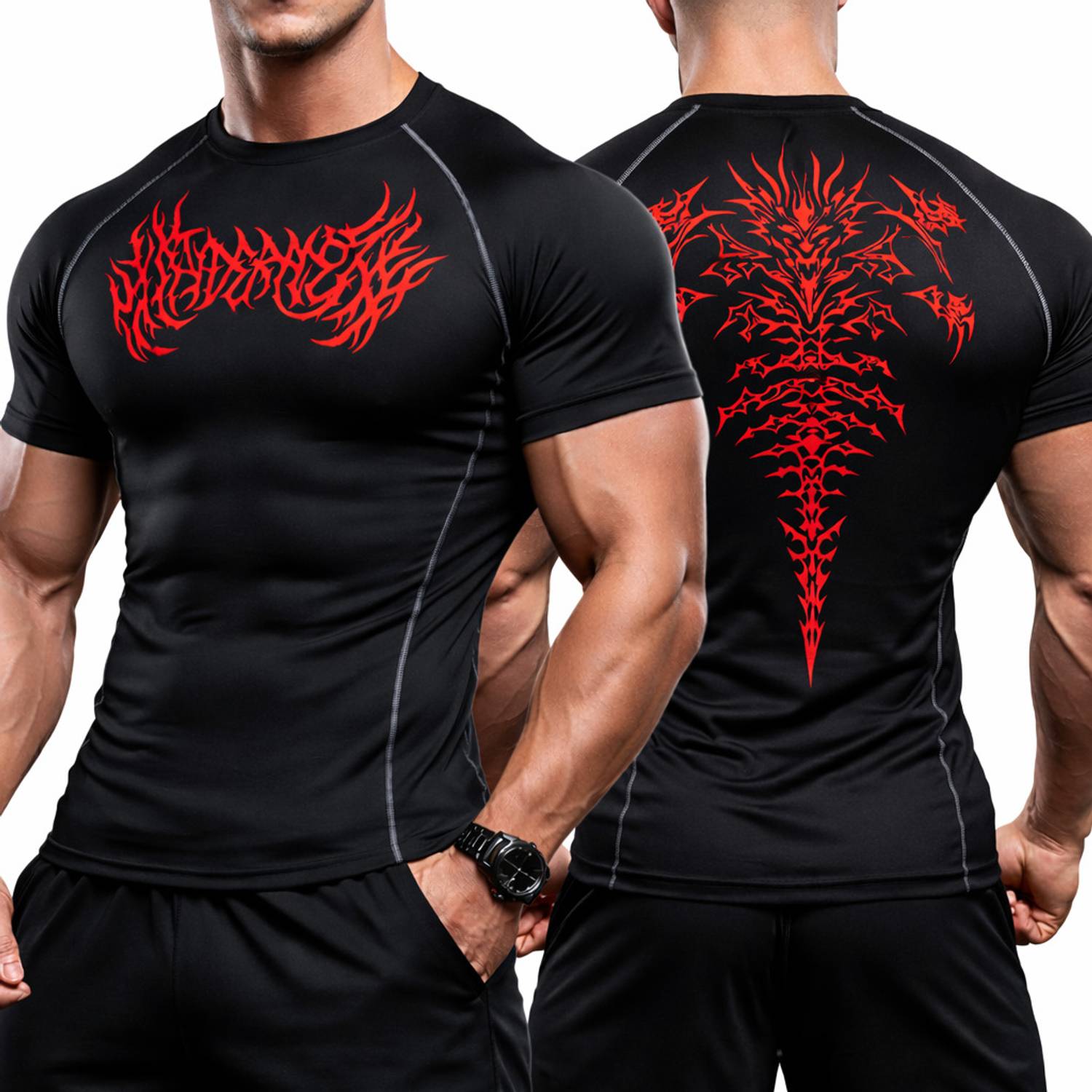 Wayup Black, Red Men's Round Neck T-Shirt - Image 2