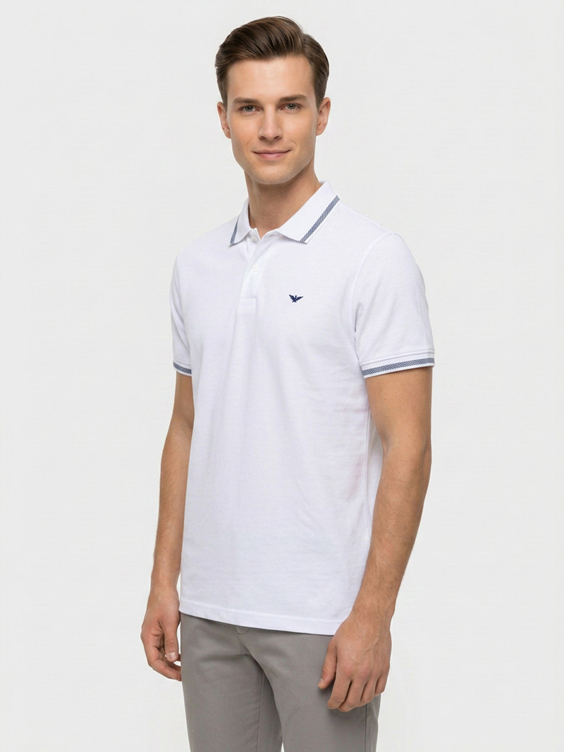 Image of PARK AVENUE Solid Men Polo Neck White T-Shirt