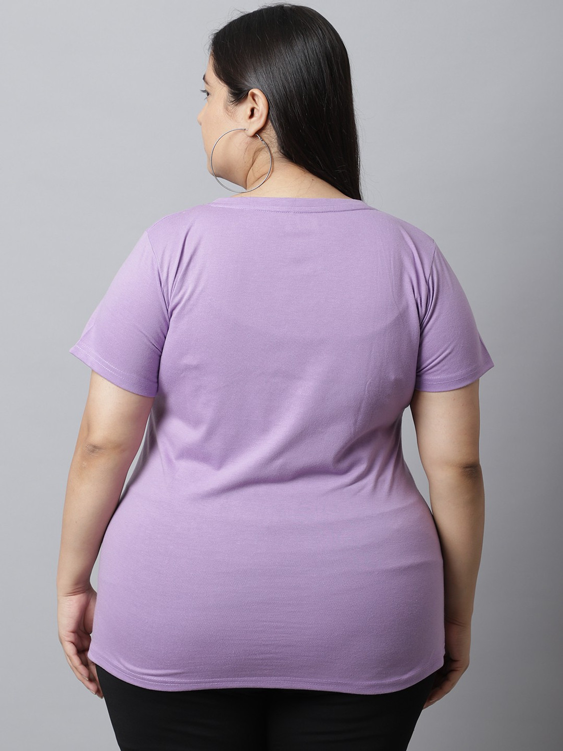 Image of UnaOne Typography Women Round Neck Purple T-Shirt